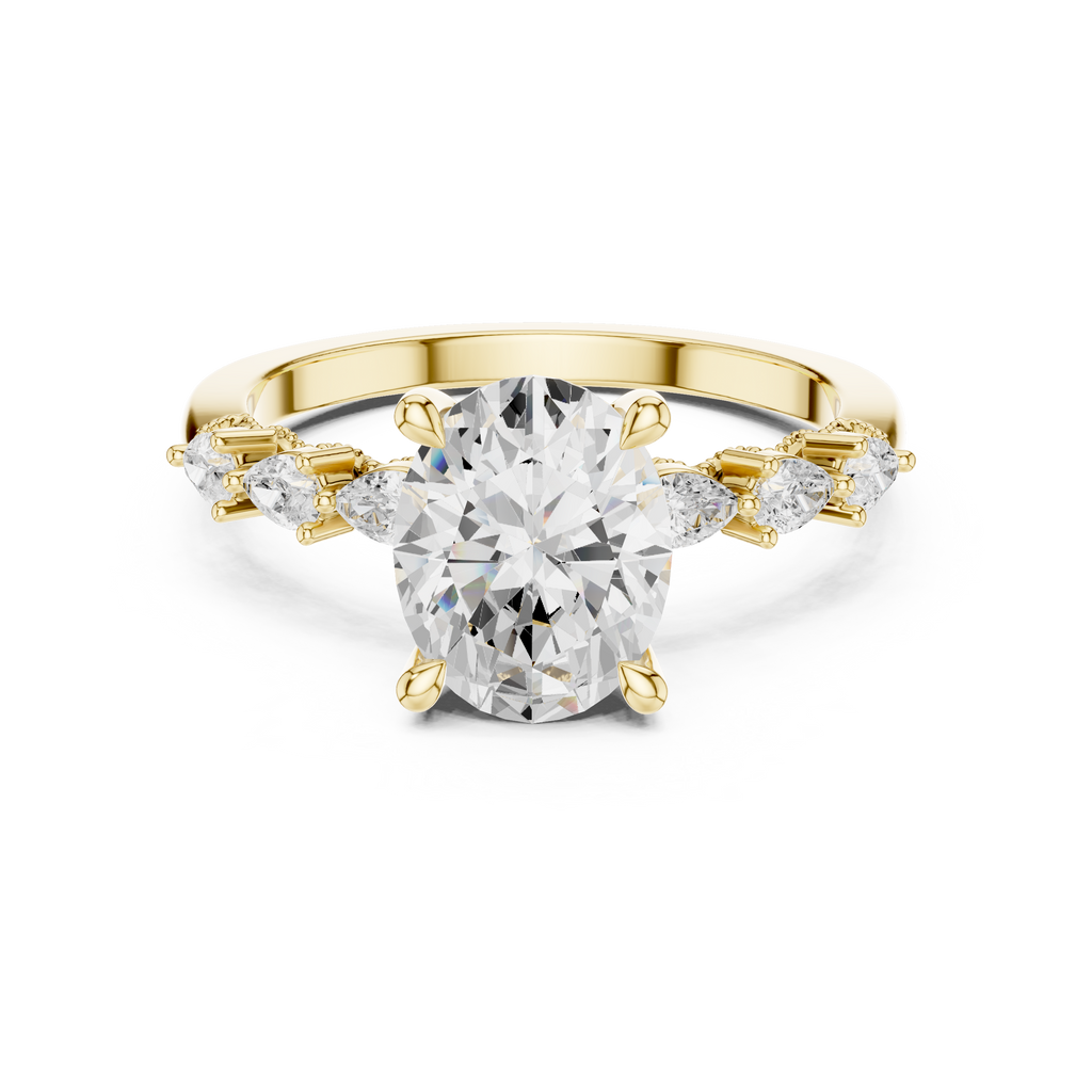 1.67 CT Oval Cut Diamond Three Stone Engagement Ring