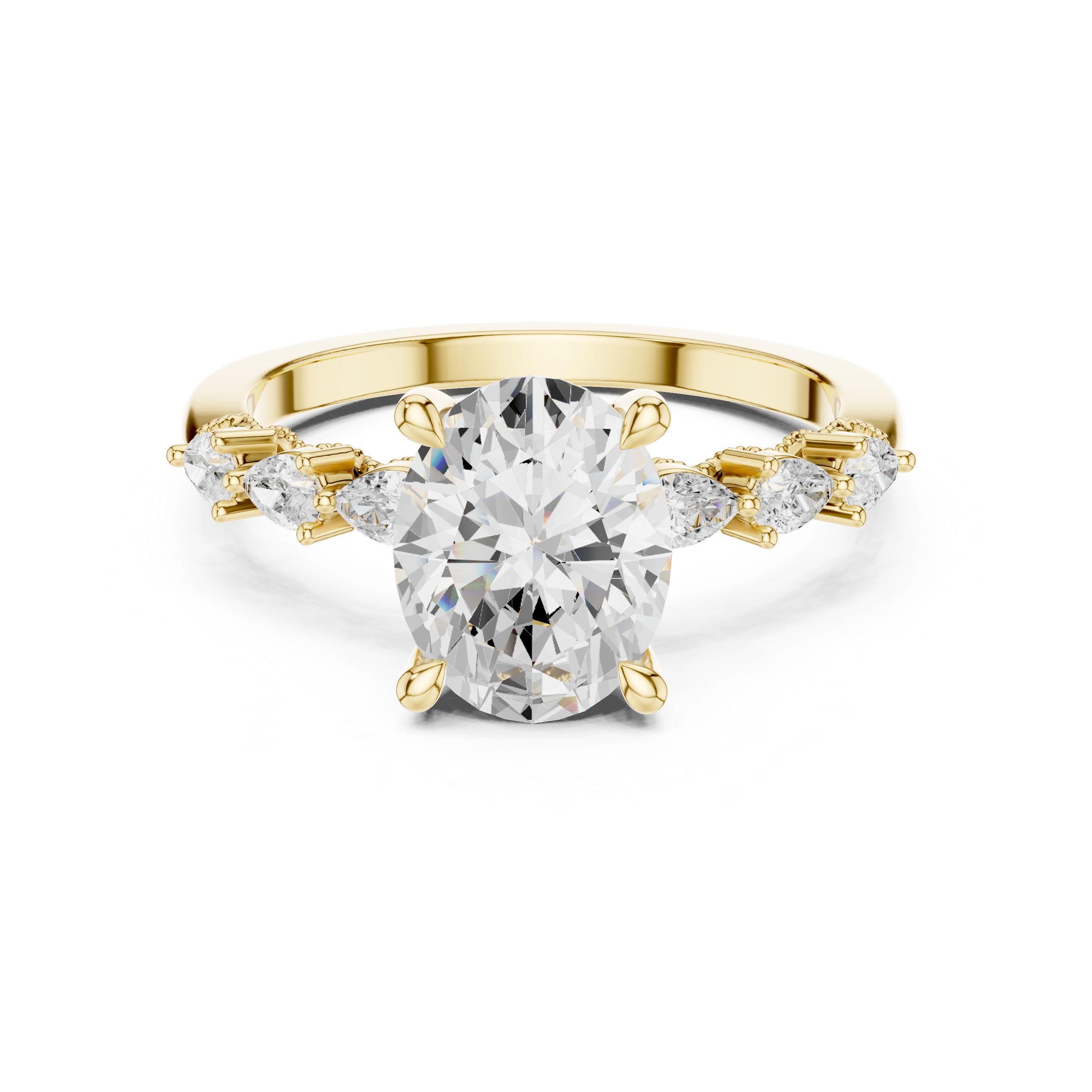 1.67 CT Oval Cut Diamond Three Stone Engagement Ring