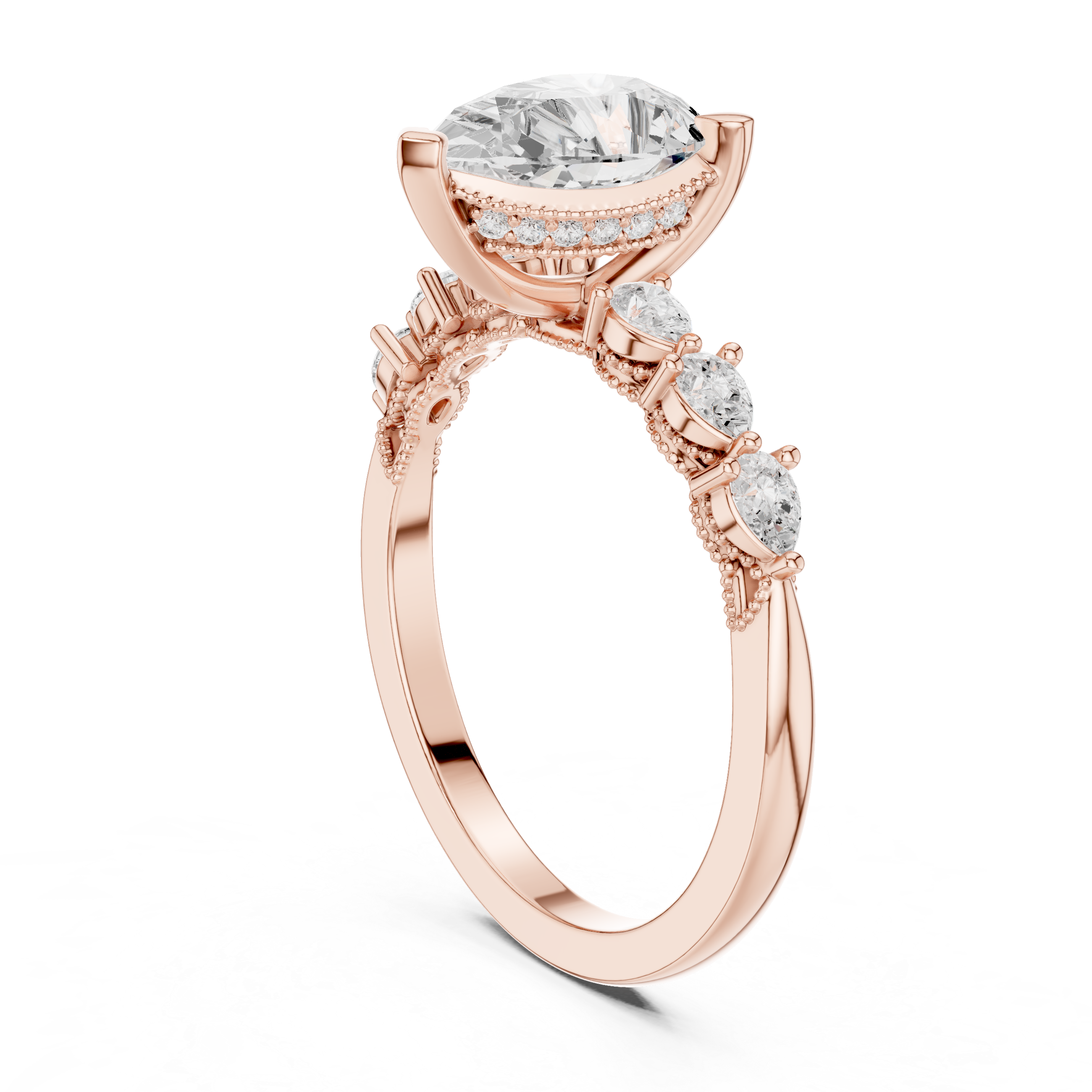 1.60 CT Pear Cut Diamond Three Stone Engagement Ring