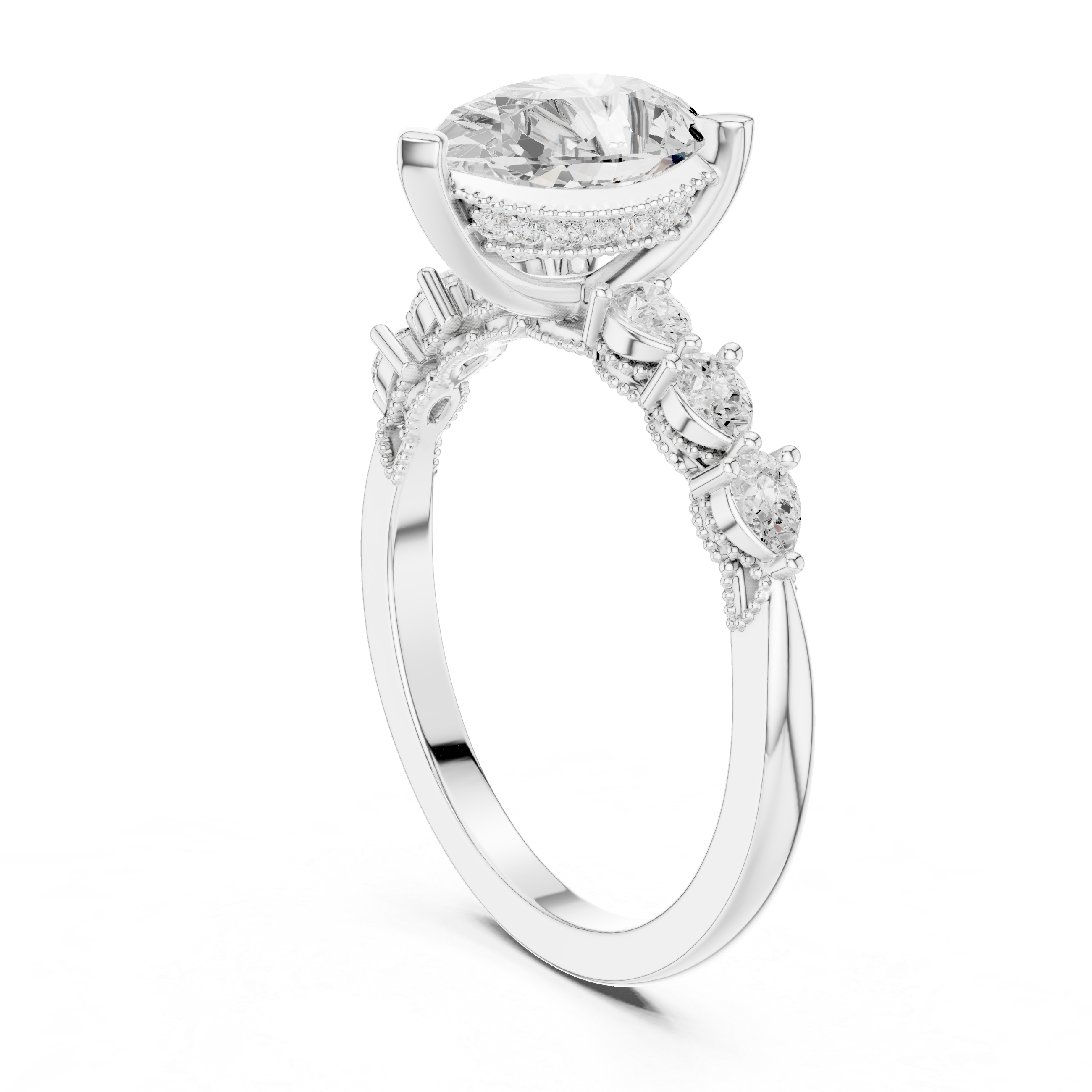 1.60 CT Pear Cut Diamond Three Stone Engagement Ring