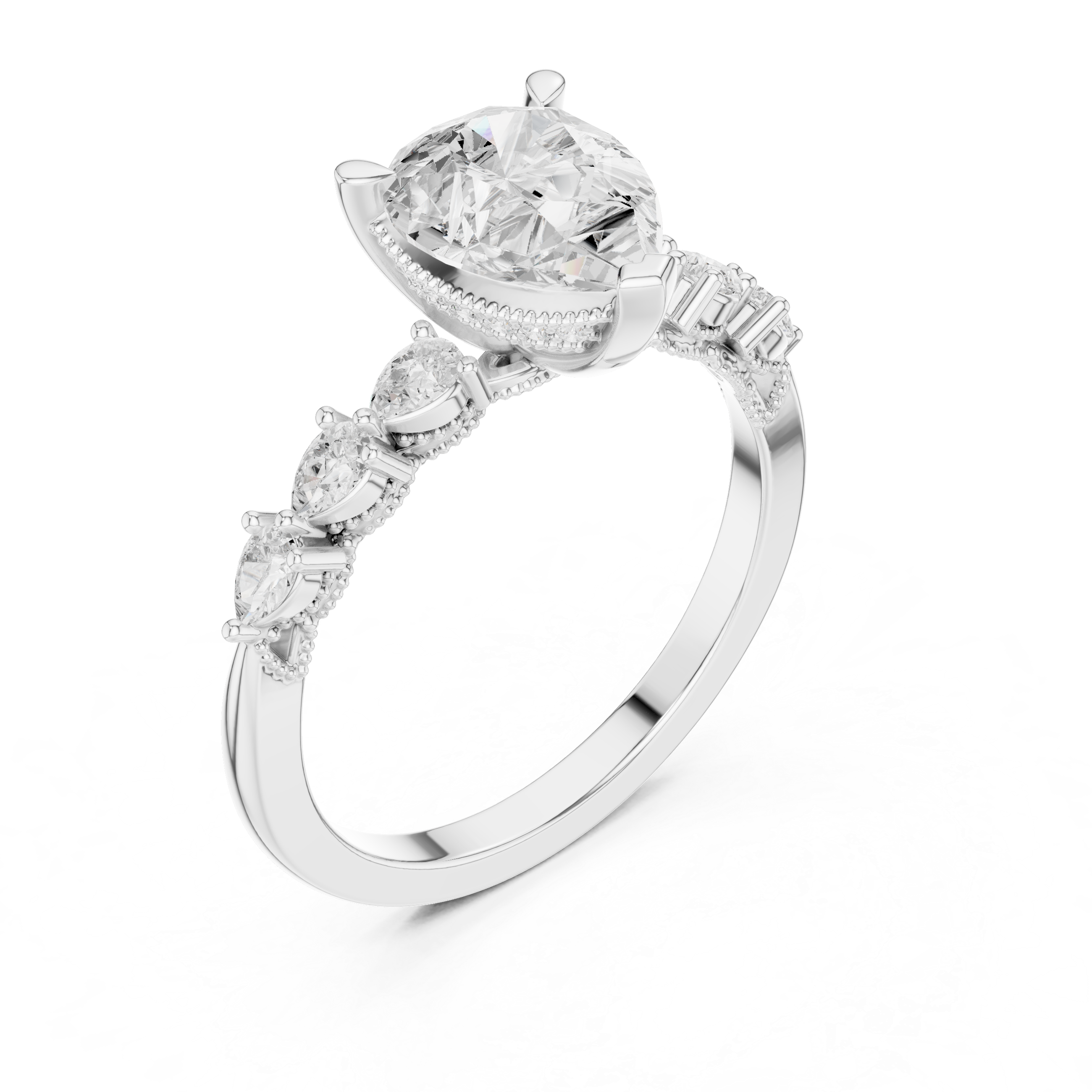 1.60 CT Pear Cut Diamond Three Stone Engagement Ring