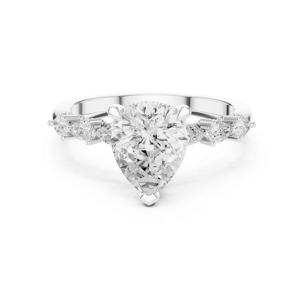 1.60 CT Pear Cut Diamond Three Stone Engagement Ring