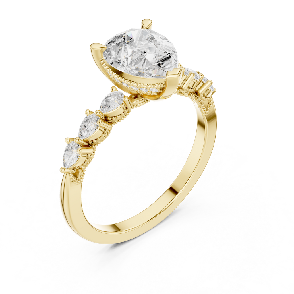 1.60 CT Pear Cut Diamond Three Stone Engagement Ring