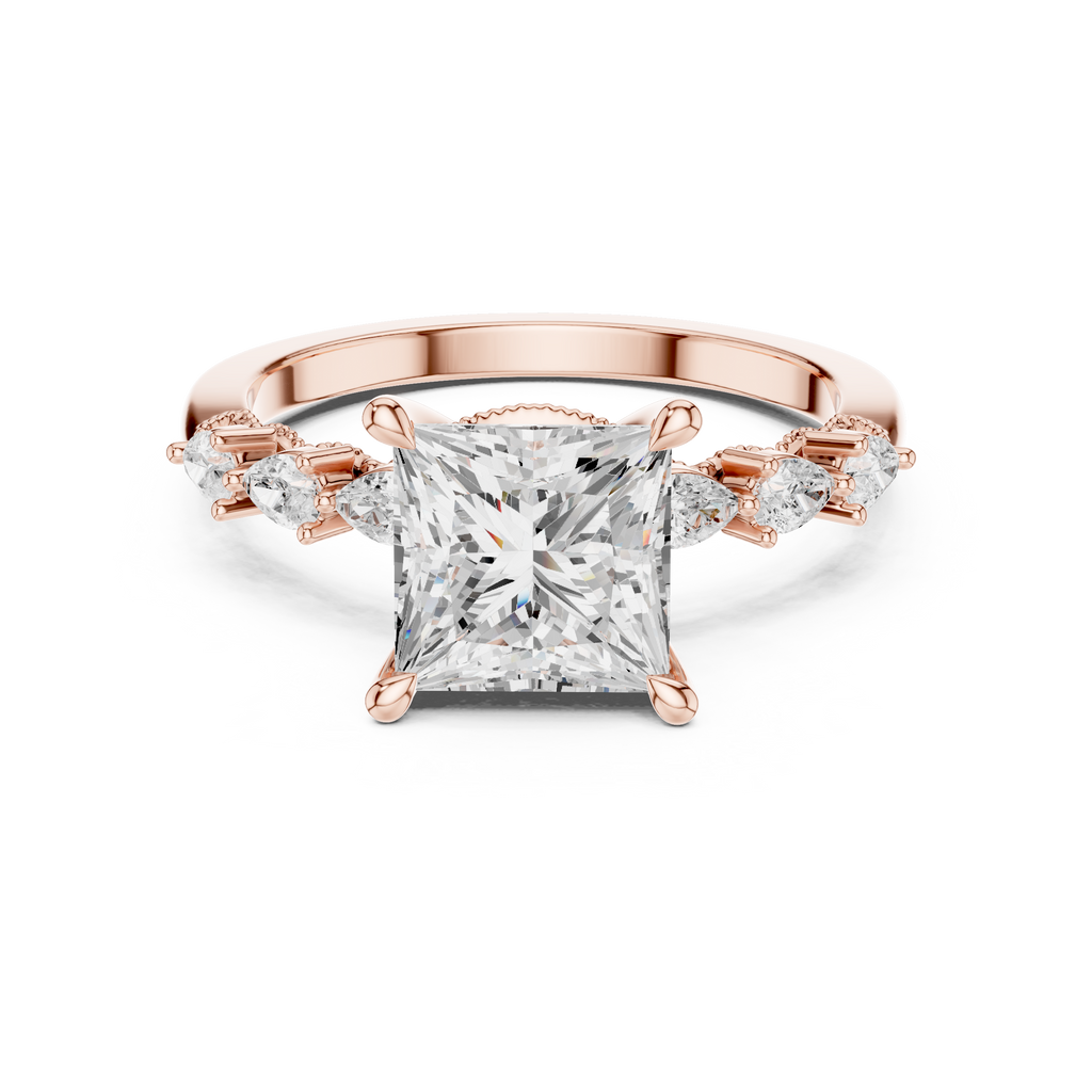 1.77 CT Princess Cut Diamond Three Stone Engagement Ring