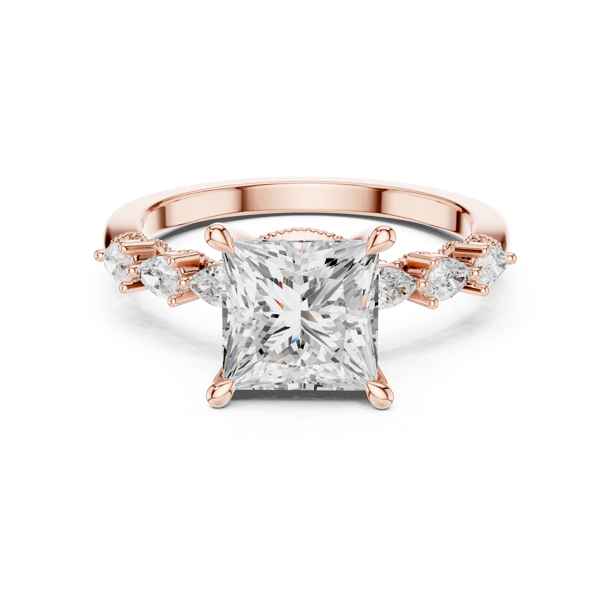 1.77 CT Princess Cut Diamond Three Stone Engagement Ring