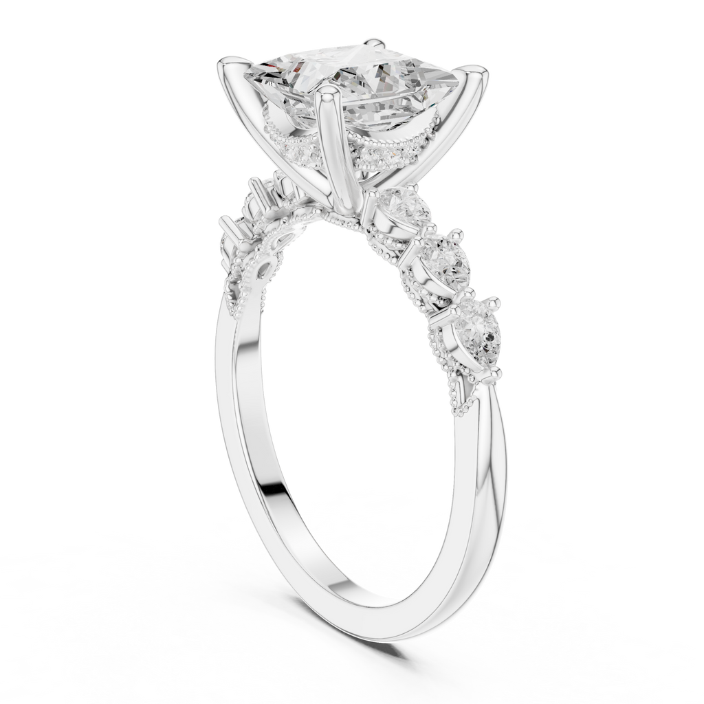 1.77 CT Princess Cut Diamond Three Stone Engagement Ring