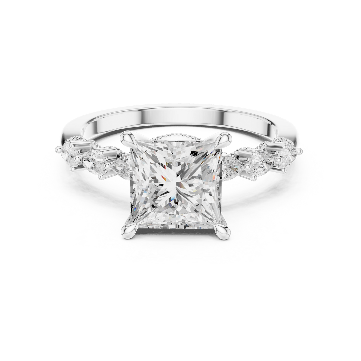 Princess Cut Diamond Three Stone Engagement Ring — Jewelix Atelier