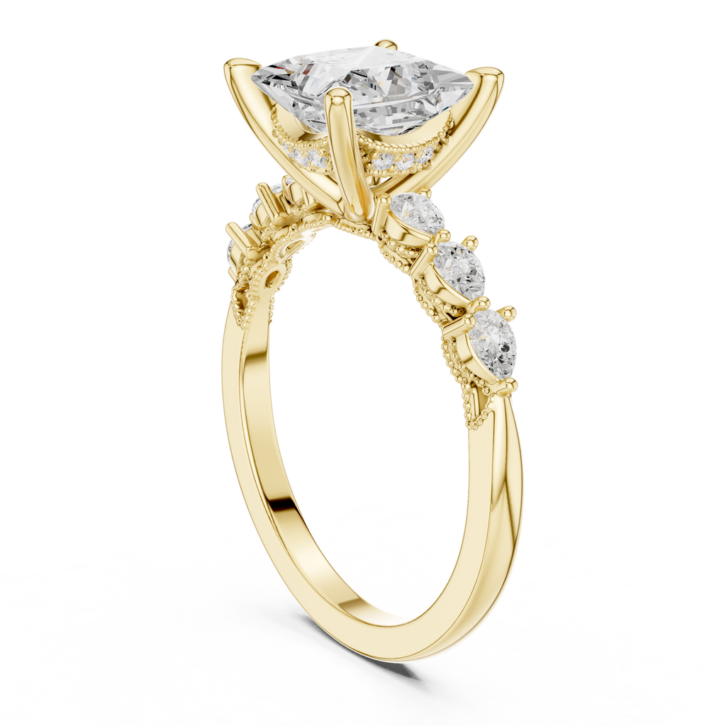 1.77 CT Princess Cut Diamond Three Stone Engagement Ring