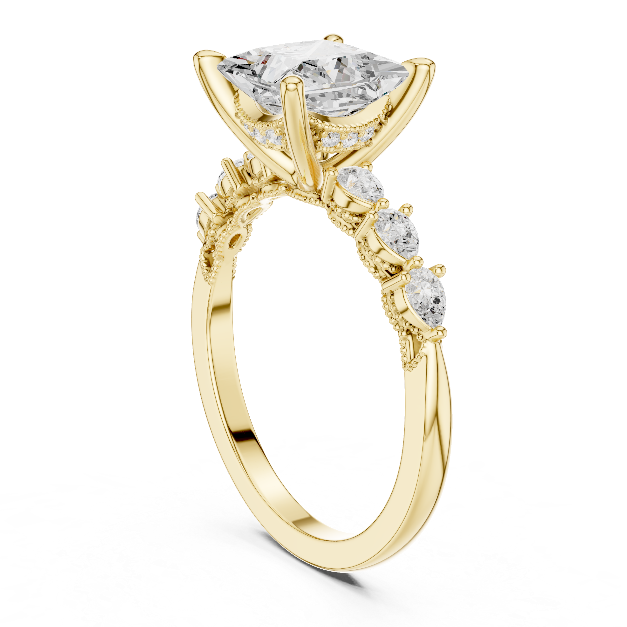 1.77 CT Princess Cut Diamond Three Stone Engagement Ring