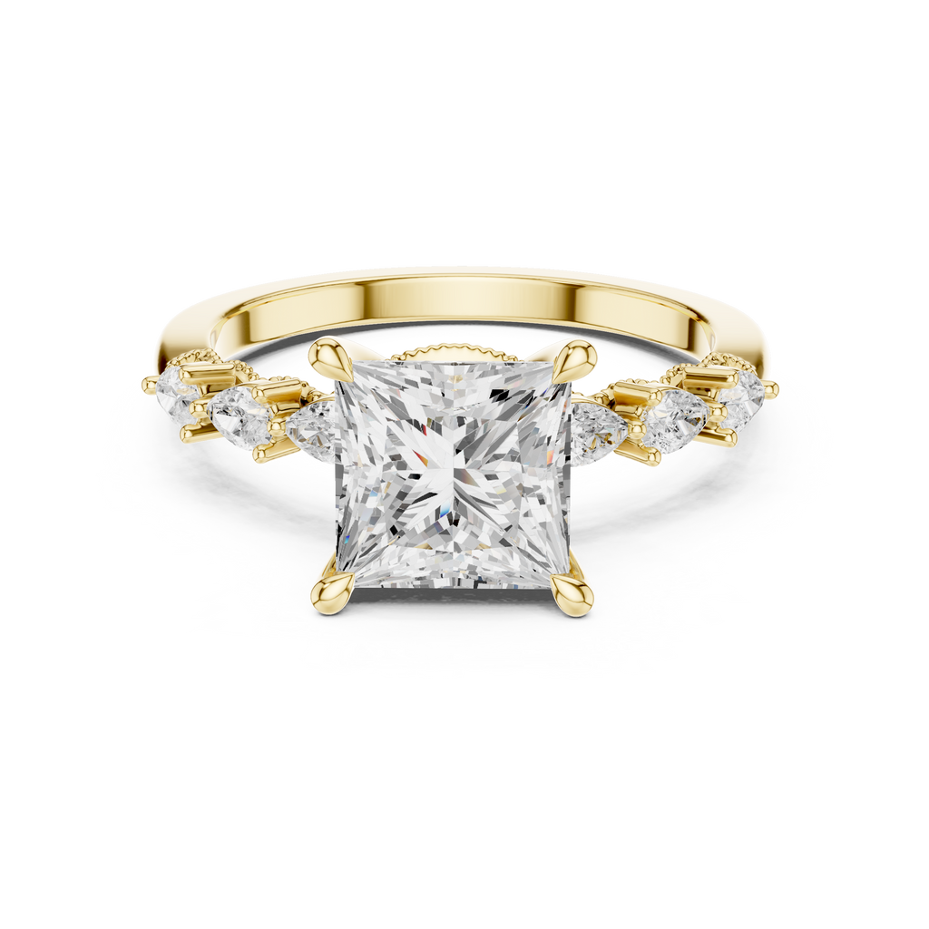 1.77 CT Princess Cut Diamond Three Stone Engagement Ring