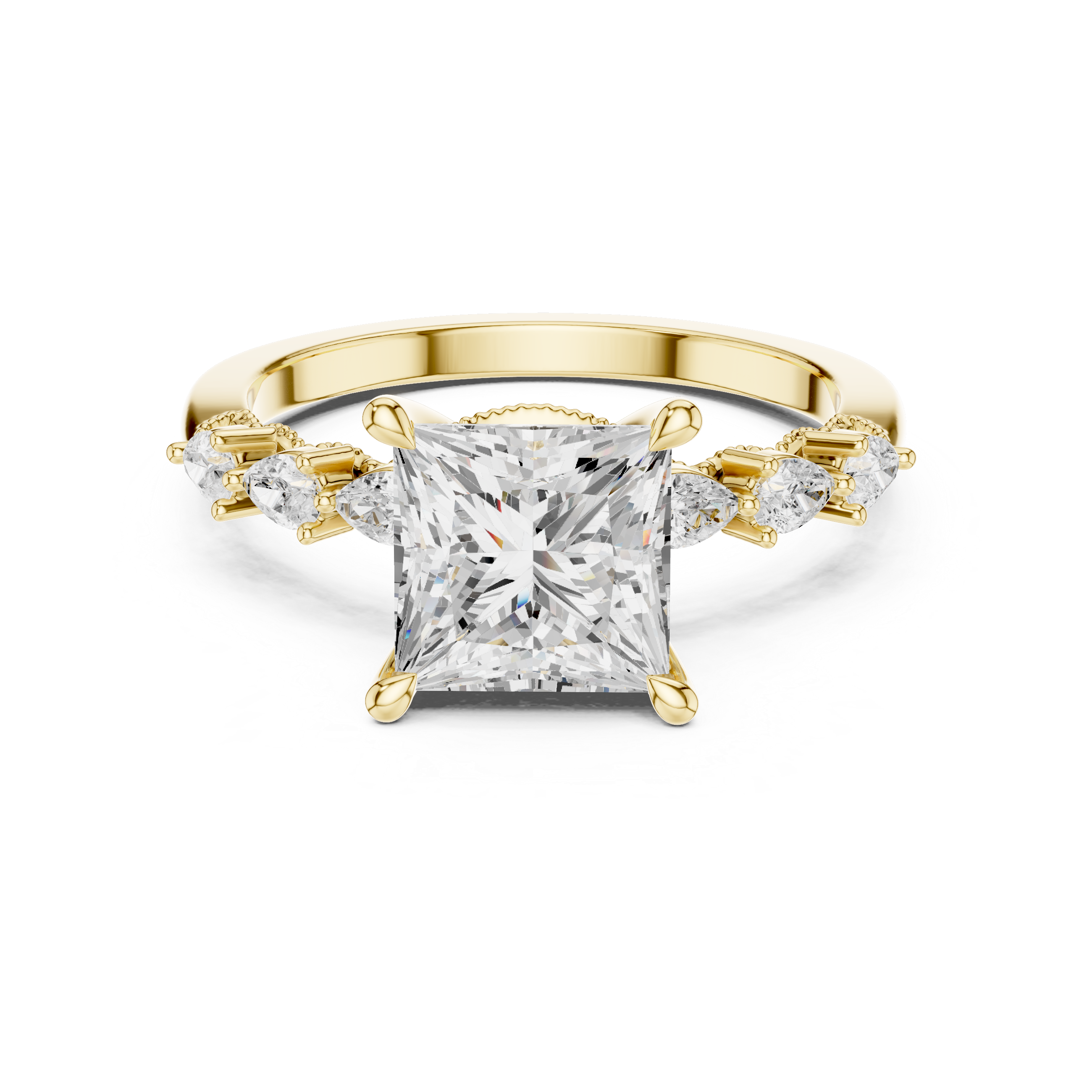 1.77 CT Princess Cut Diamond Three Stone Engagement Ring