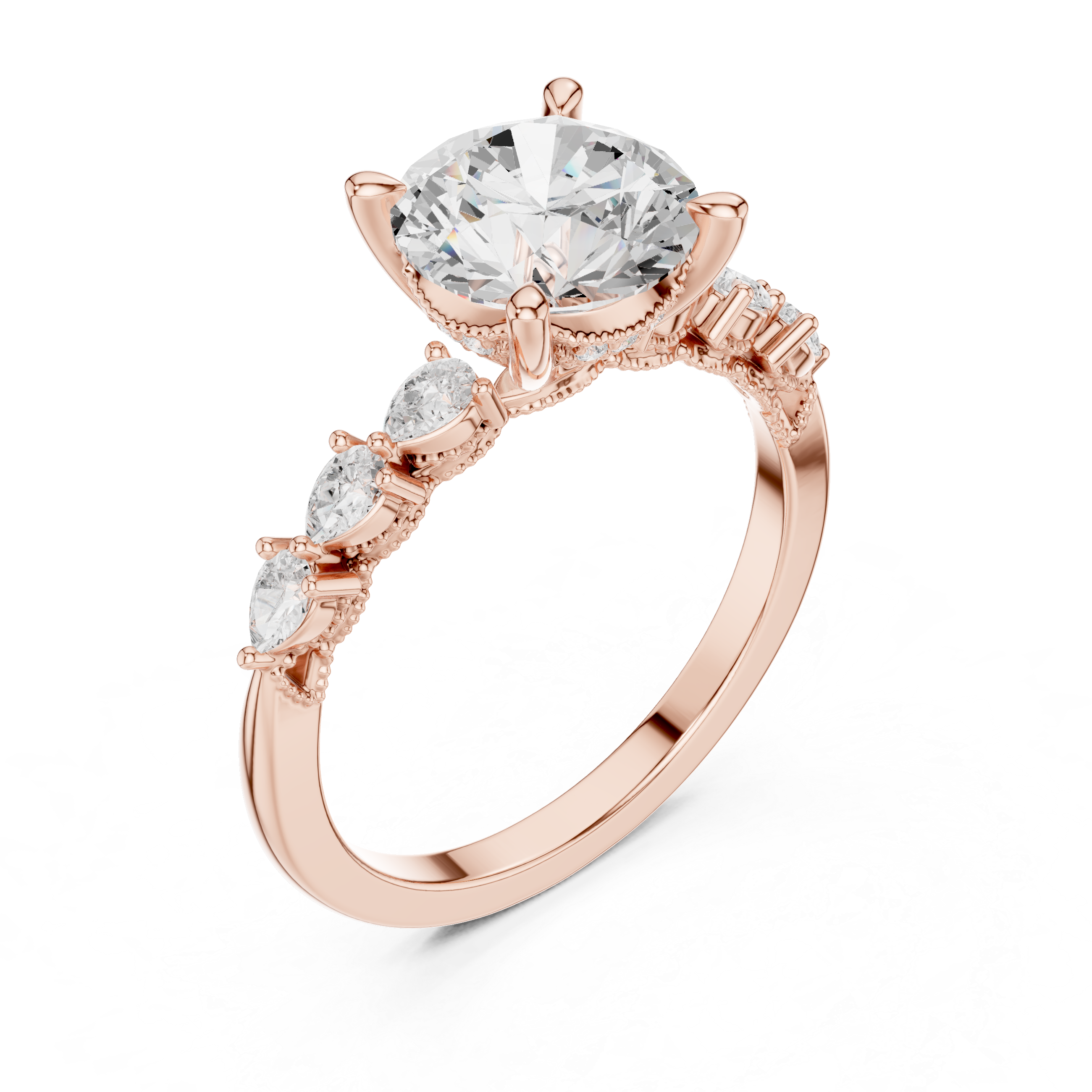 2.00 CT Round Brilliant Diamond Three Stone Engagement Ring