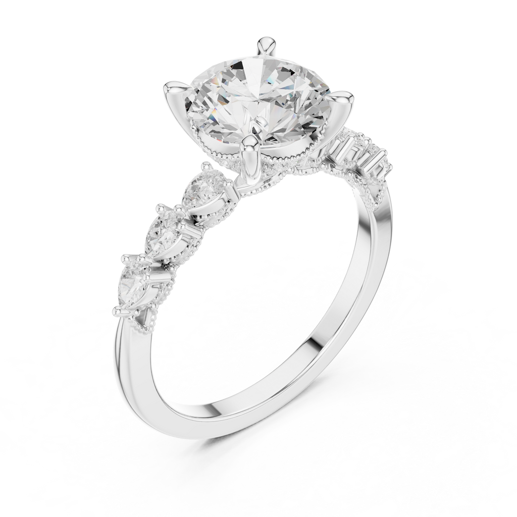 2.00 CT Round Brilliant Diamond Three Stone Engagement Ring