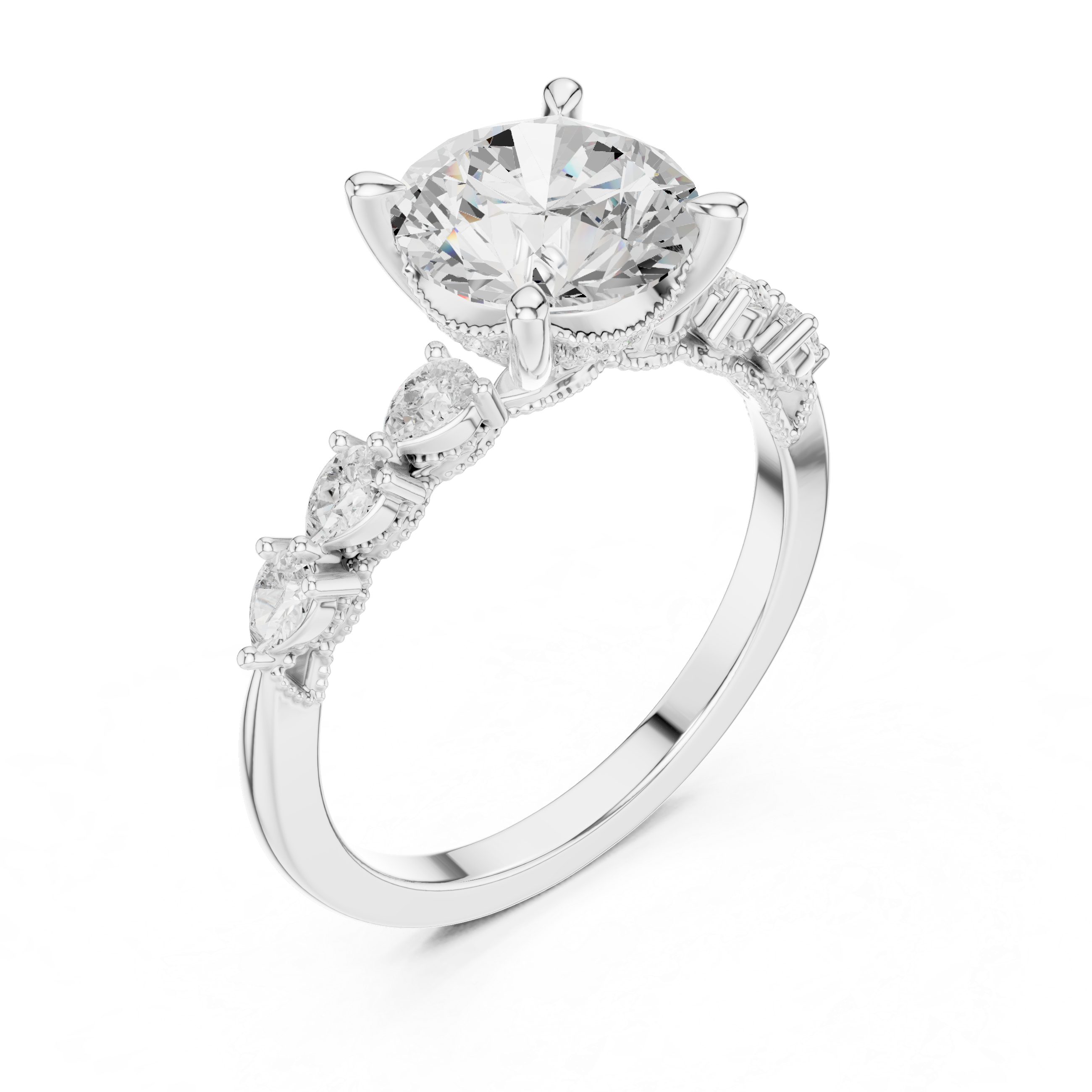 2.00 CT Round Brilliant Diamond Three Stone Engagement Ring