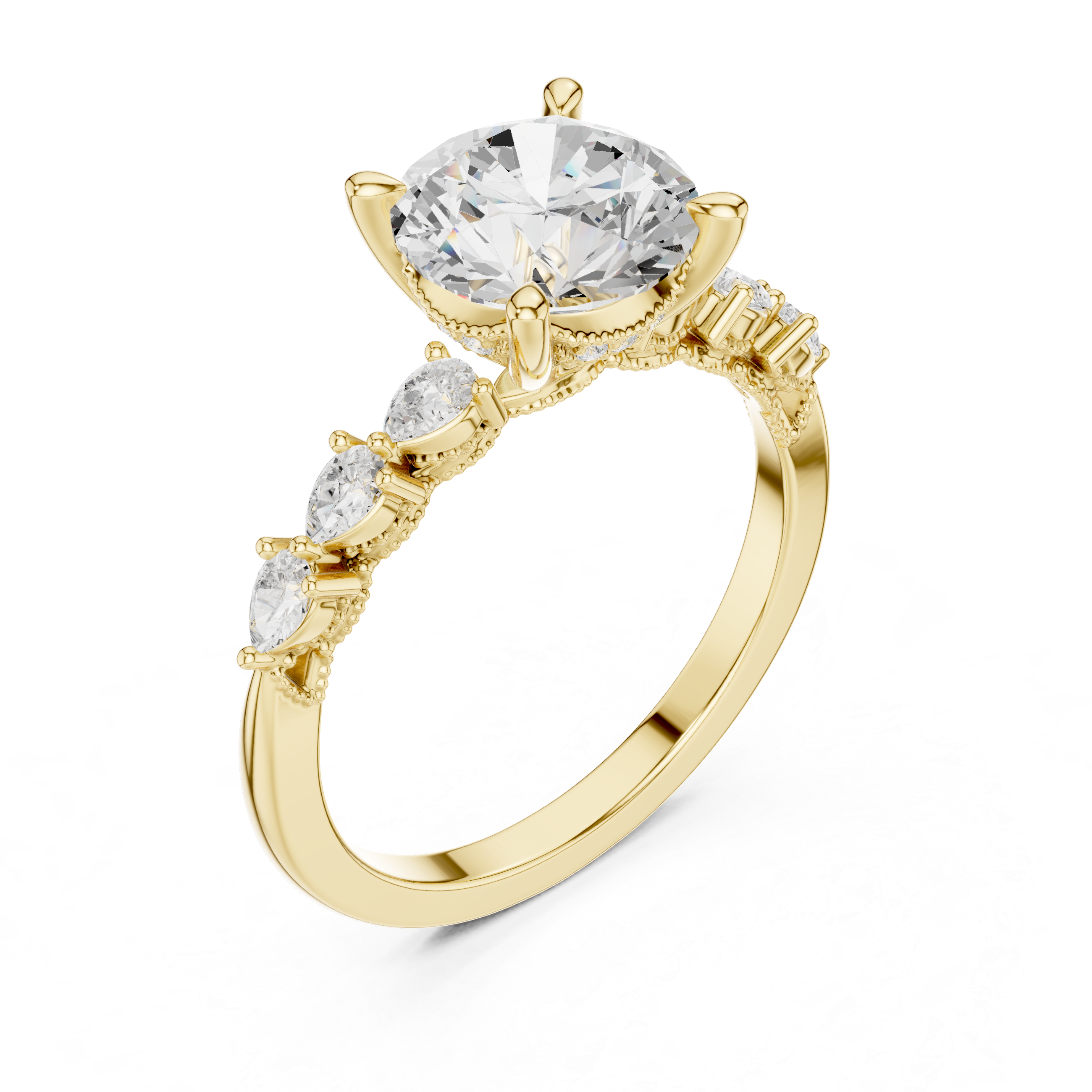 2.00 CT Round Brilliant Diamond Three Stone Engagement Ring