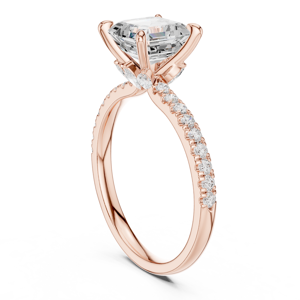 1.42 CT Emerald Cut Diamond Marquise Side Stone Engagement Ring