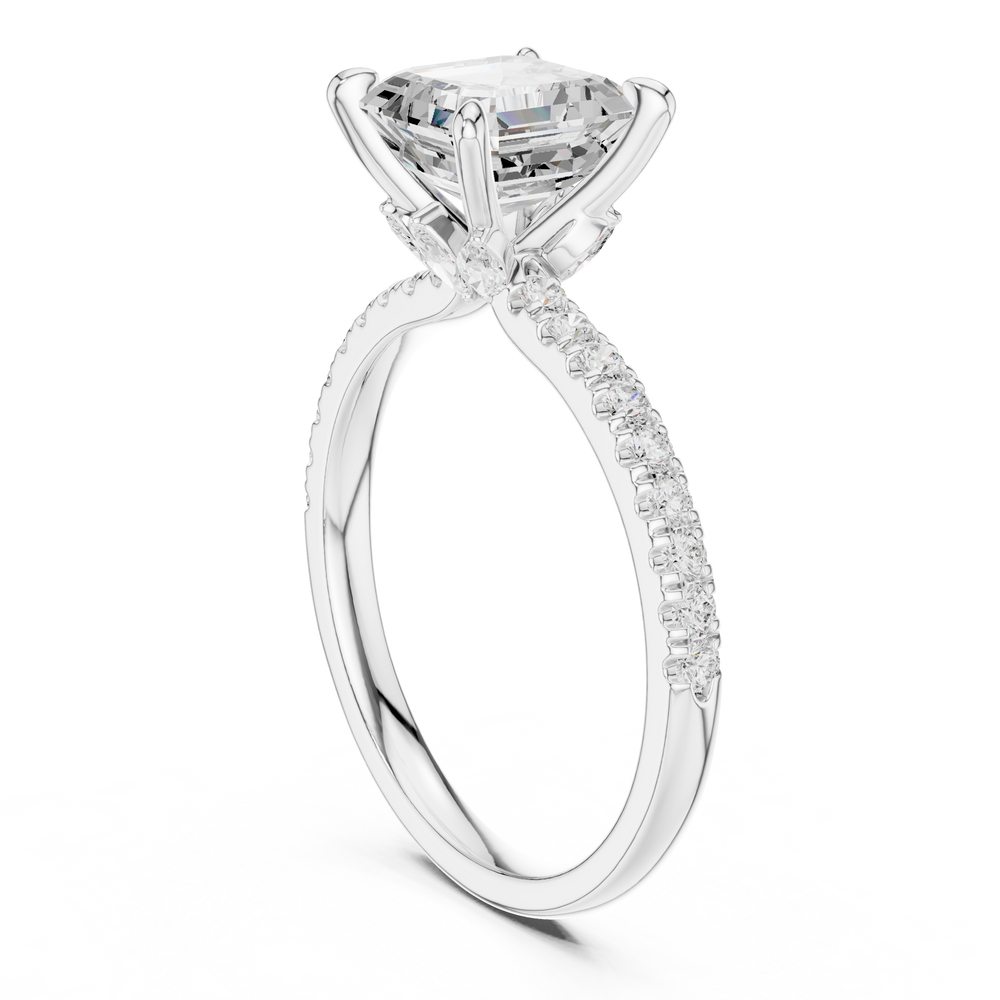 1.42 CT Emerald Cut Diamond Marquise Side Stone Engagement Ring