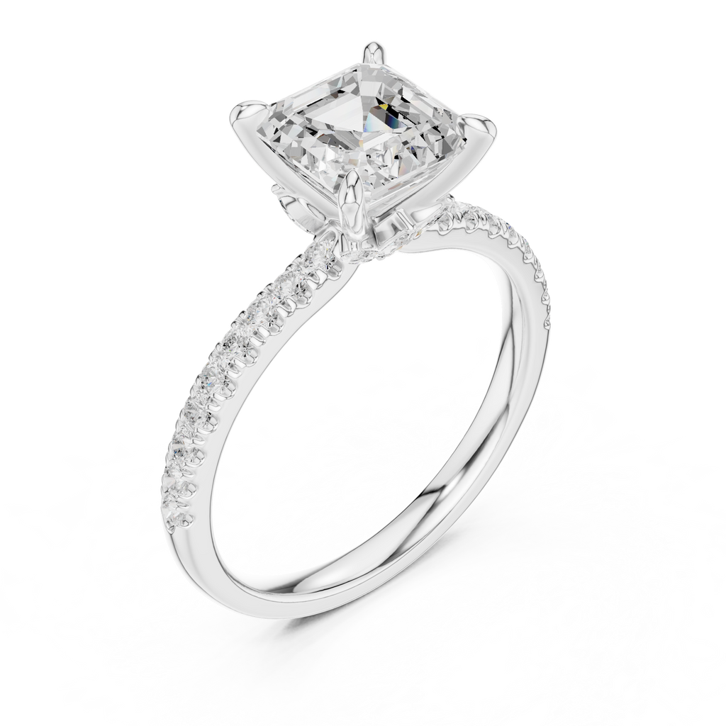1.42 CT Emerald Cut Diamond Marquise Side Stone Engagement Ring