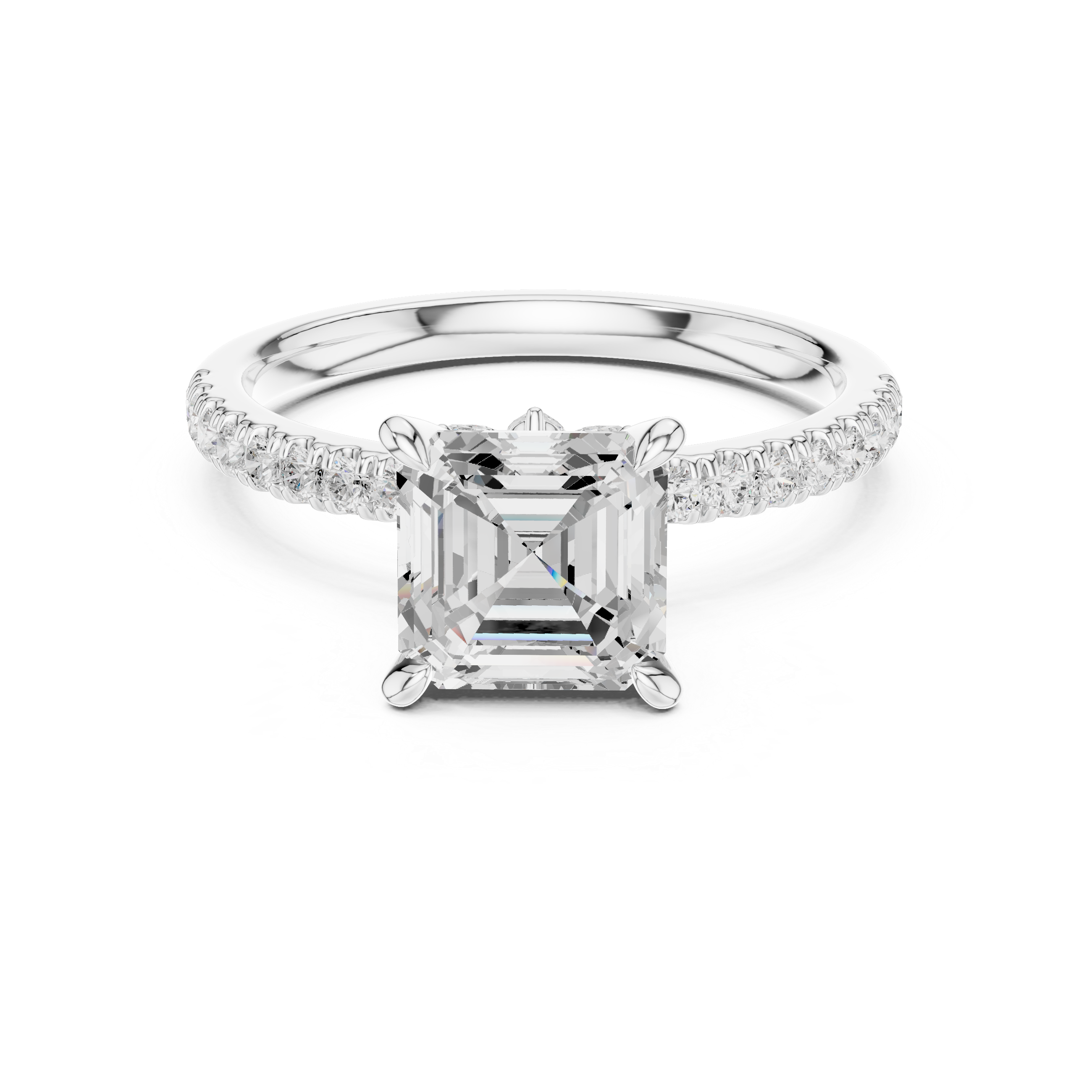 1.42 CT Emerald Cut Diamond Marquise Side Stone Engagement Ring
