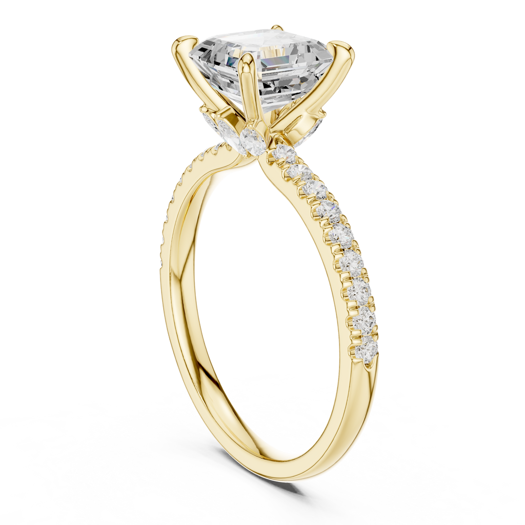 1.42 CT Emerald Cut Diamond Marquise Side Stone Engagement Ring