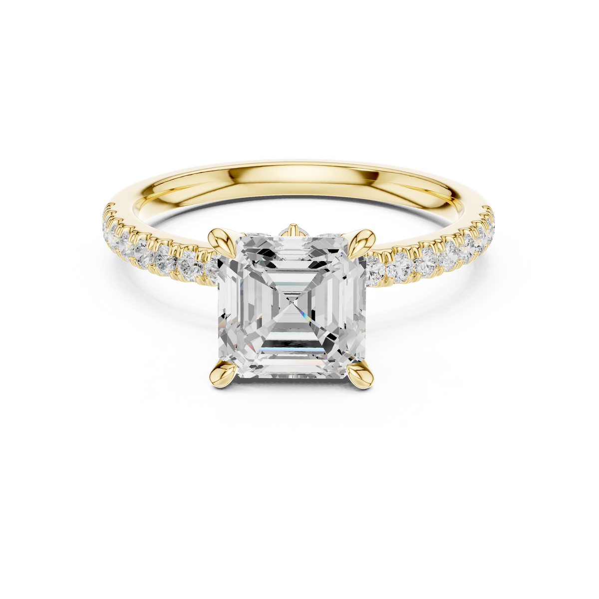 1.42 ct Emerald Cut Diamond Marquise Side Stone Engagement Ring – view 9 of 12, lab grown diamond ring | Jewelix Atelier