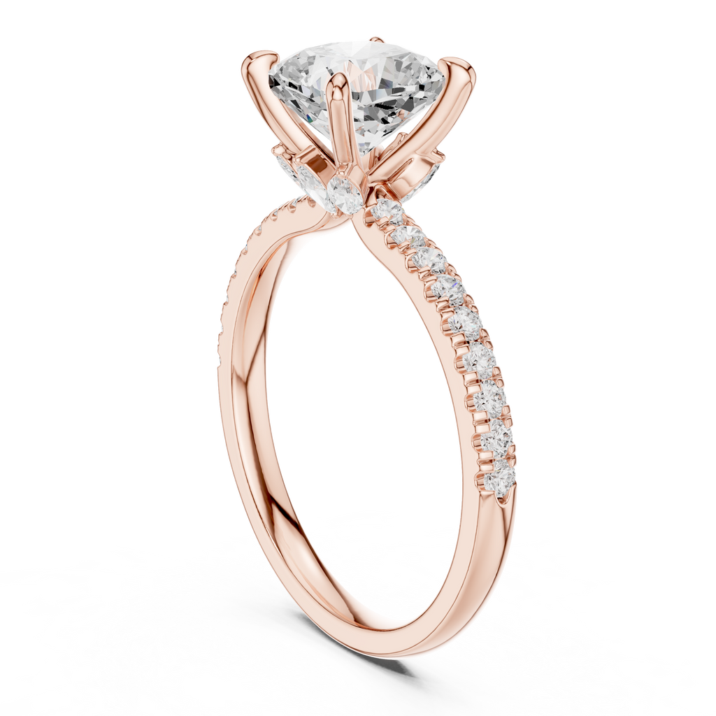 1.27 CT Cushion Cut Diamond Marquise Side Stone Engagement Ring