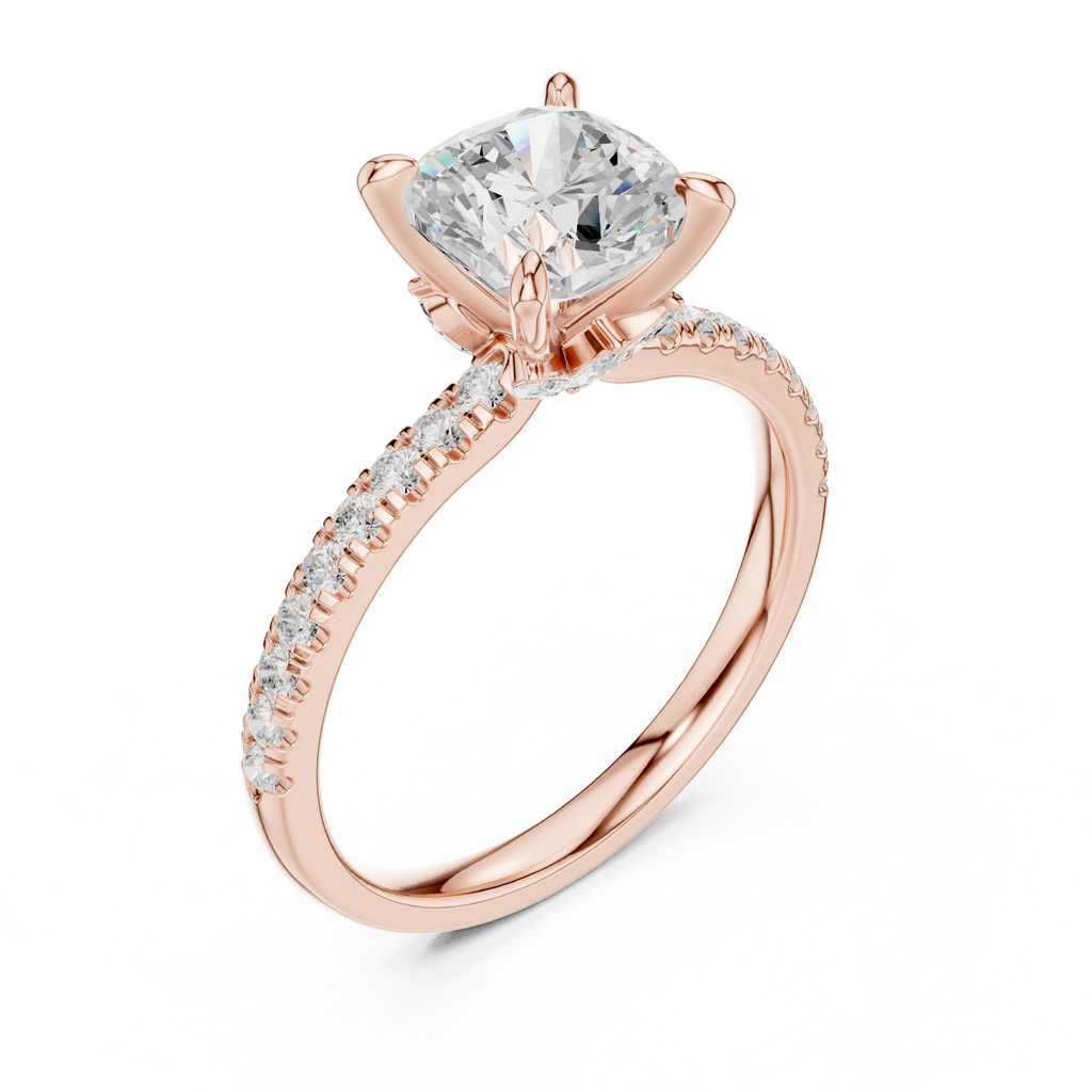 1.27 CT Cushion Cut Diamond Marquise Side Stone Engagement Ring