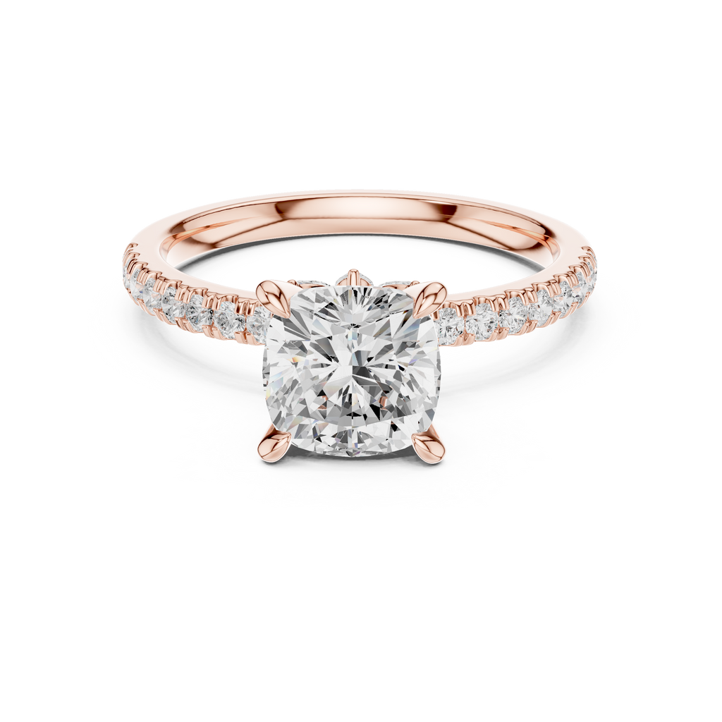 1.27 CT Cushion Cut Diamond Marquise Side Stone Engagement Ring