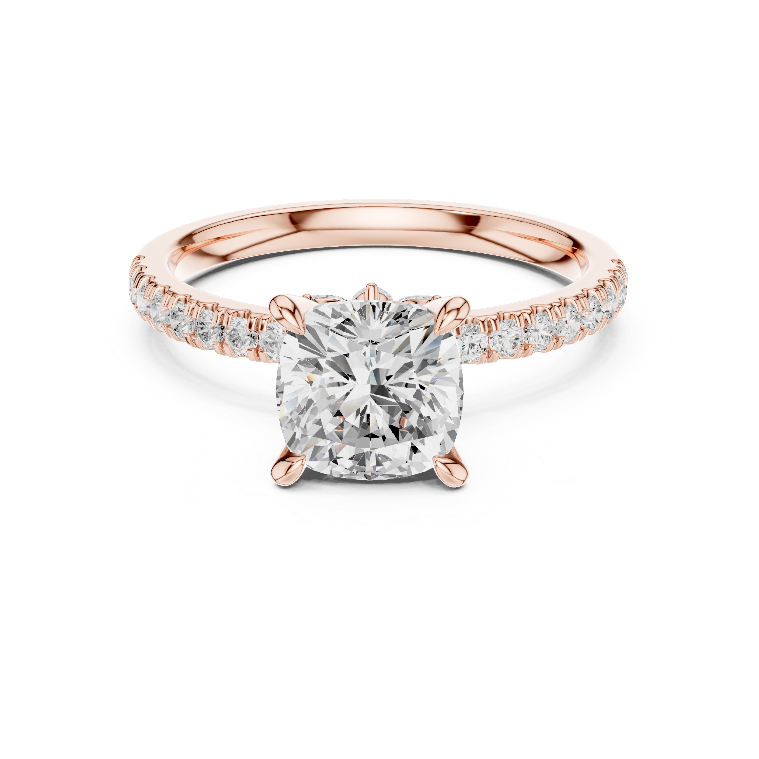 1.27 CT Cushion Cut Diamond Marquise Side Stone Engagement Ring