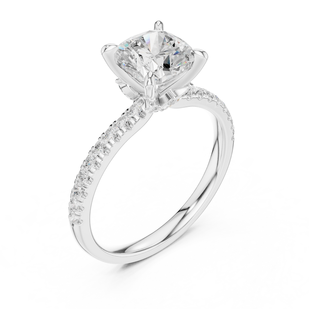 1.27 CT Cushion Cut Diamond Marquise Side Stone Engagement Ring
