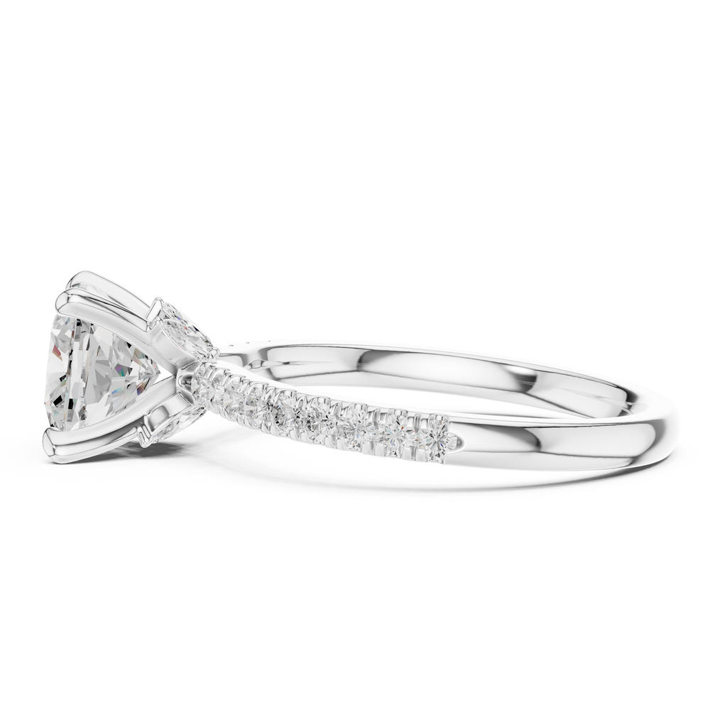 1.27 CT Cushion Cut Diamond Marquise Side Stone Engagement Ring
