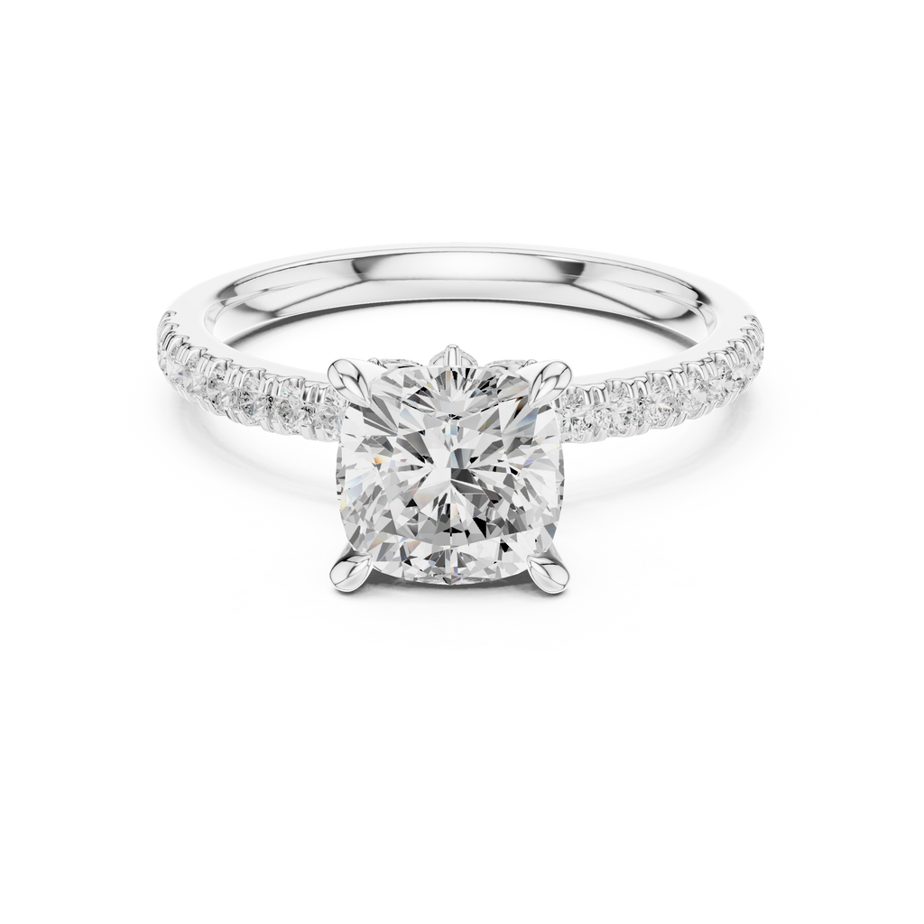 1.27 CT Cushion Cut Diamond Marquise Side Stone Engagement Ring