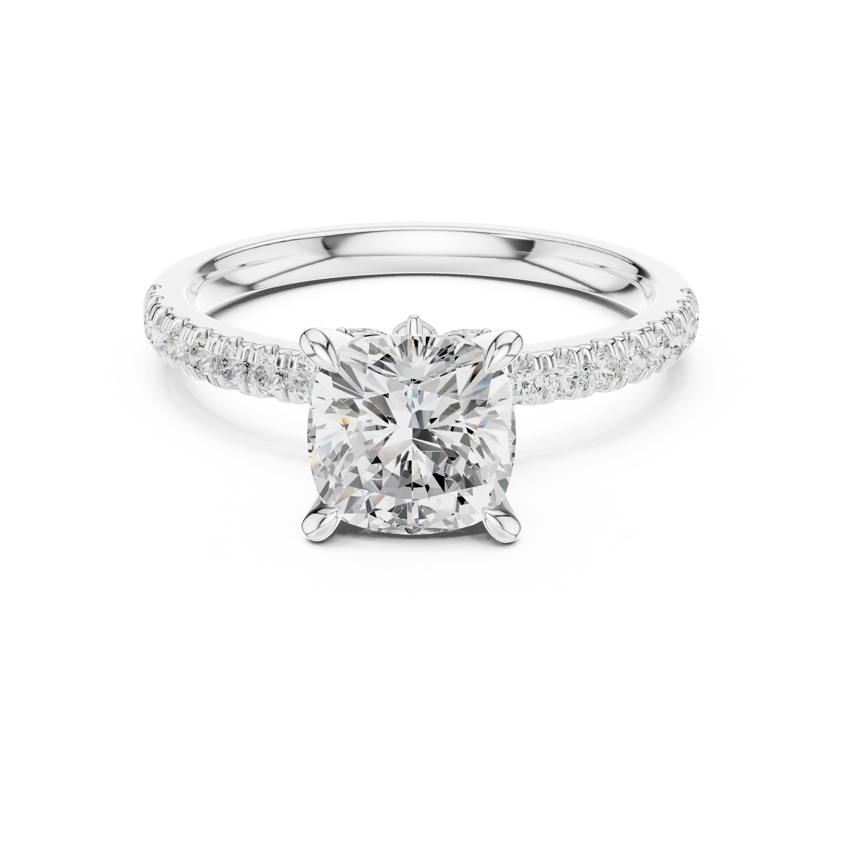 Cushion Cut Diamond Marquise Side Stone Engagement Ring — Jewelix Atelier