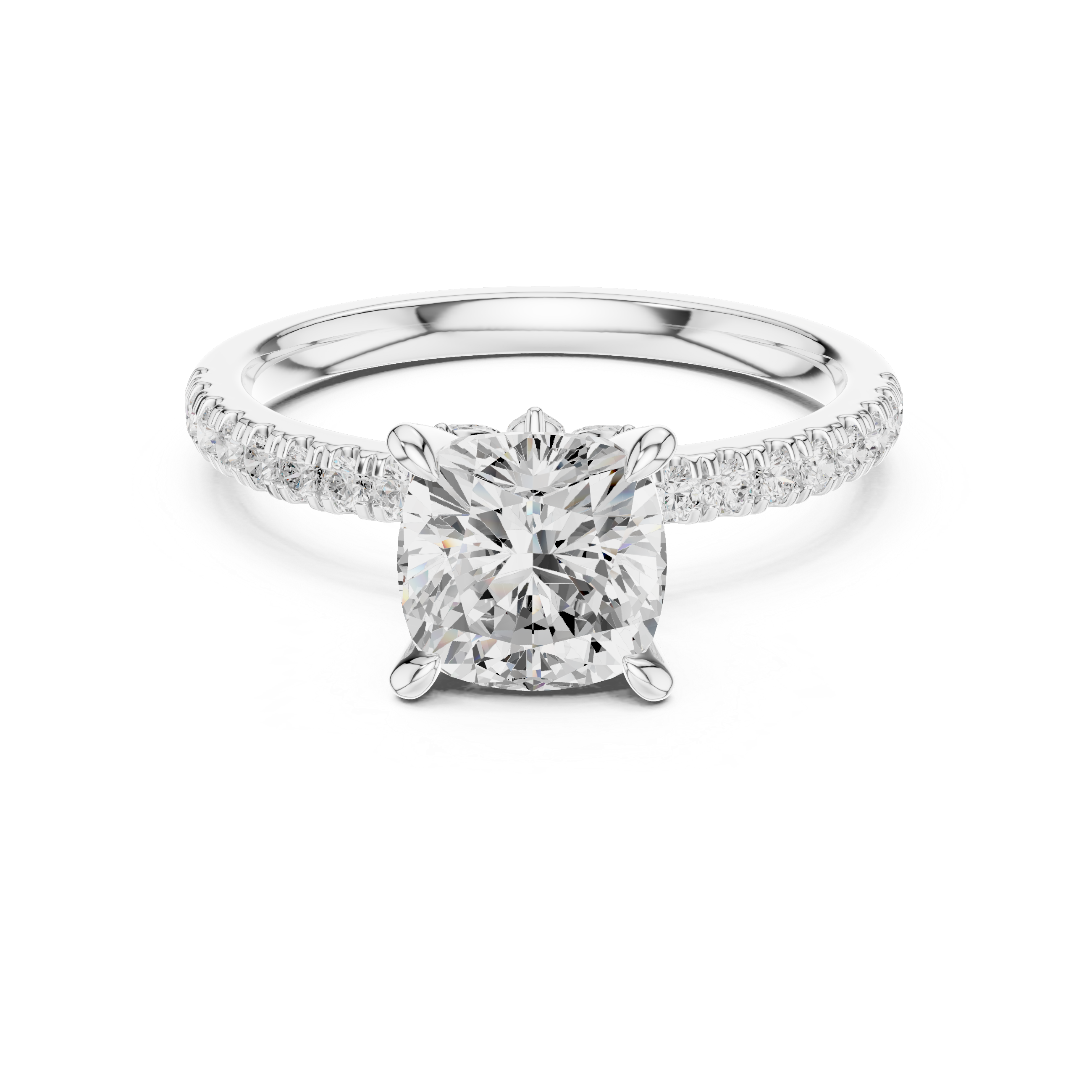 1.27 CT Cushion Cut Diamond Marquise Side Stone Engagement Ring