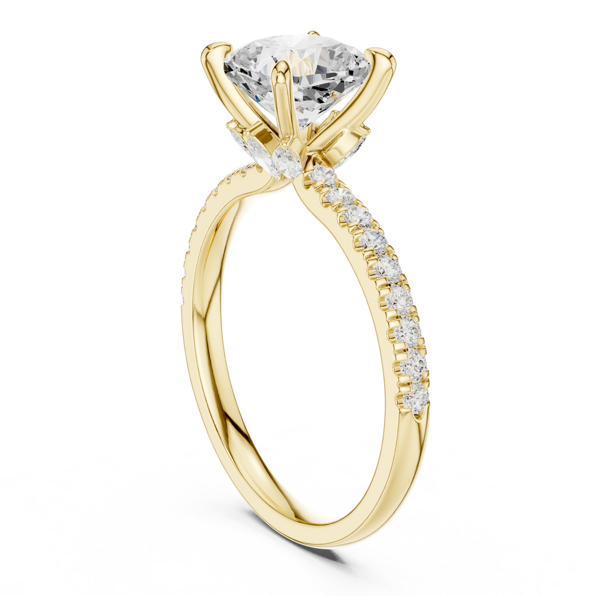 Cushion Cut Diamond Marquise Side Stone Engagement Ring – view 10 of 12, lab grown diamond ring | Jewelix Atelier