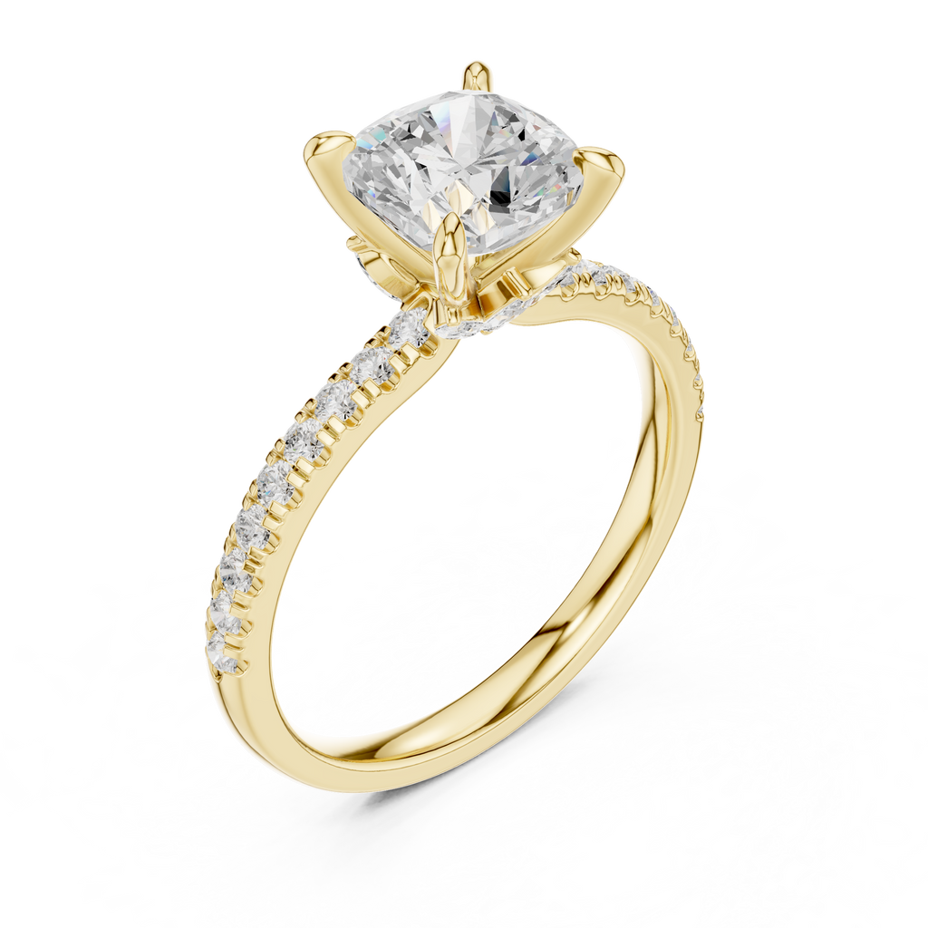 1.27 CT Cushion Cut Diamond Marquise Side Stone Engagement Ring
