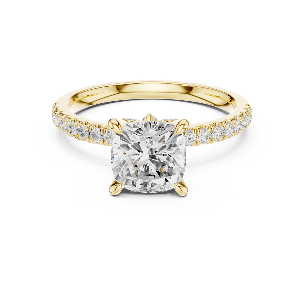 1.27 CT Cushion Cut Diamond Marquise Side Stone Engagement Ring