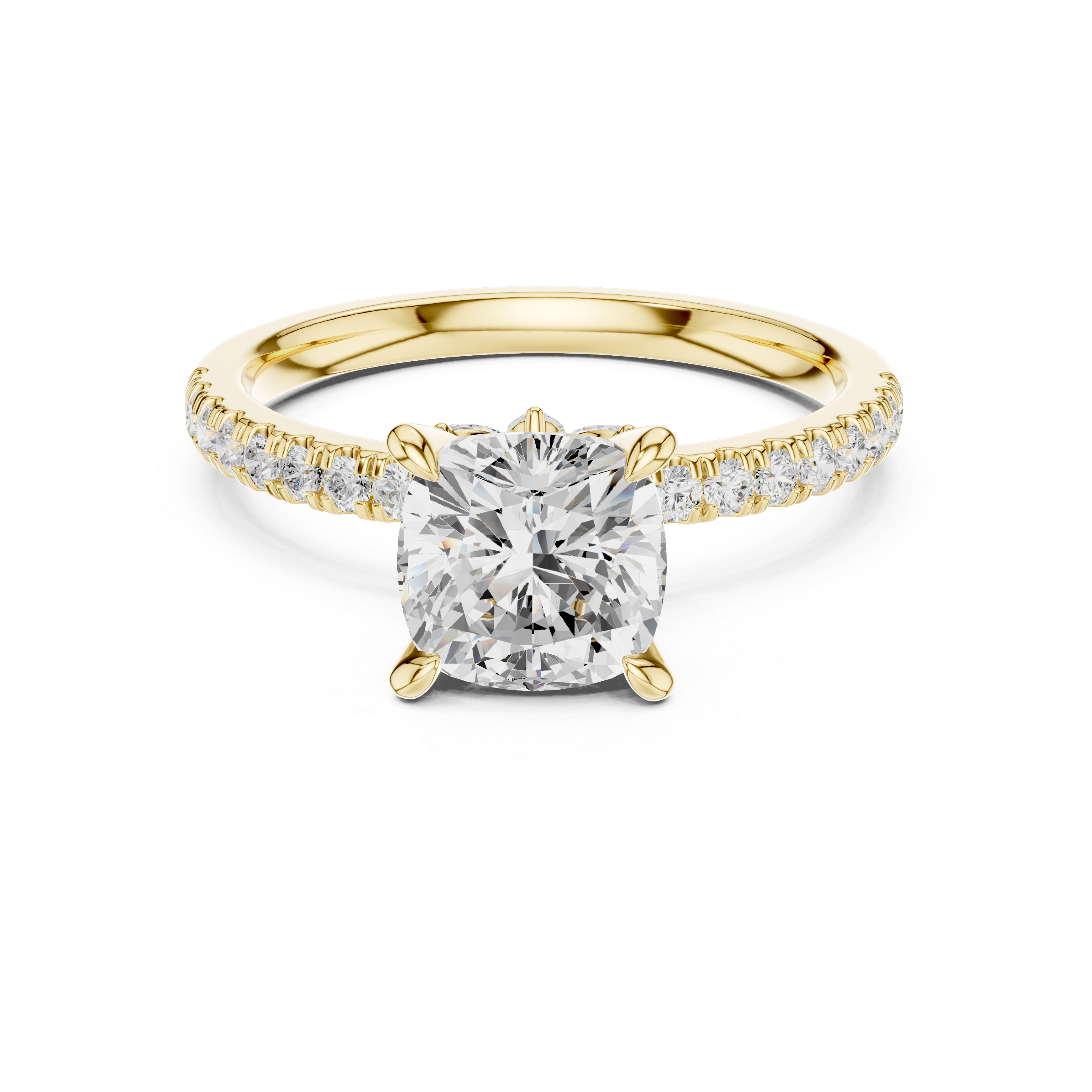1.27 CT Cushion Cut Diamond Marquise Side Stone Engagement Ring