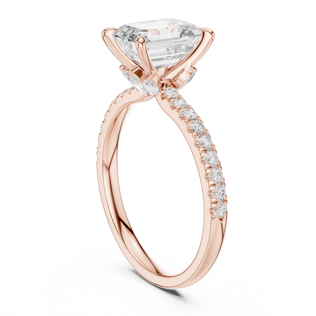 1.31 CT Emerald Cut Diamond Marquise Side Stone Engagement Ring