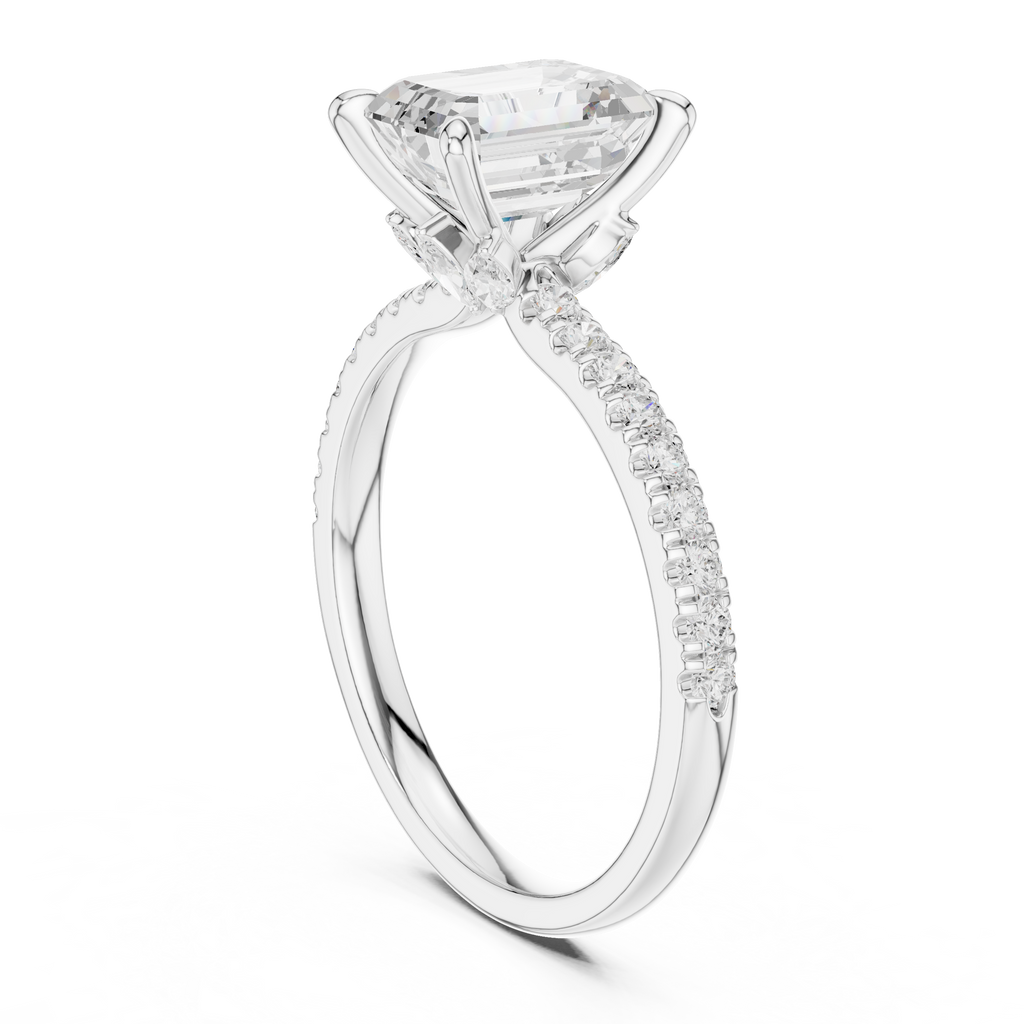 1.31 CT Emerald Cut Diamond Marquise Side Stone Engagement Ring