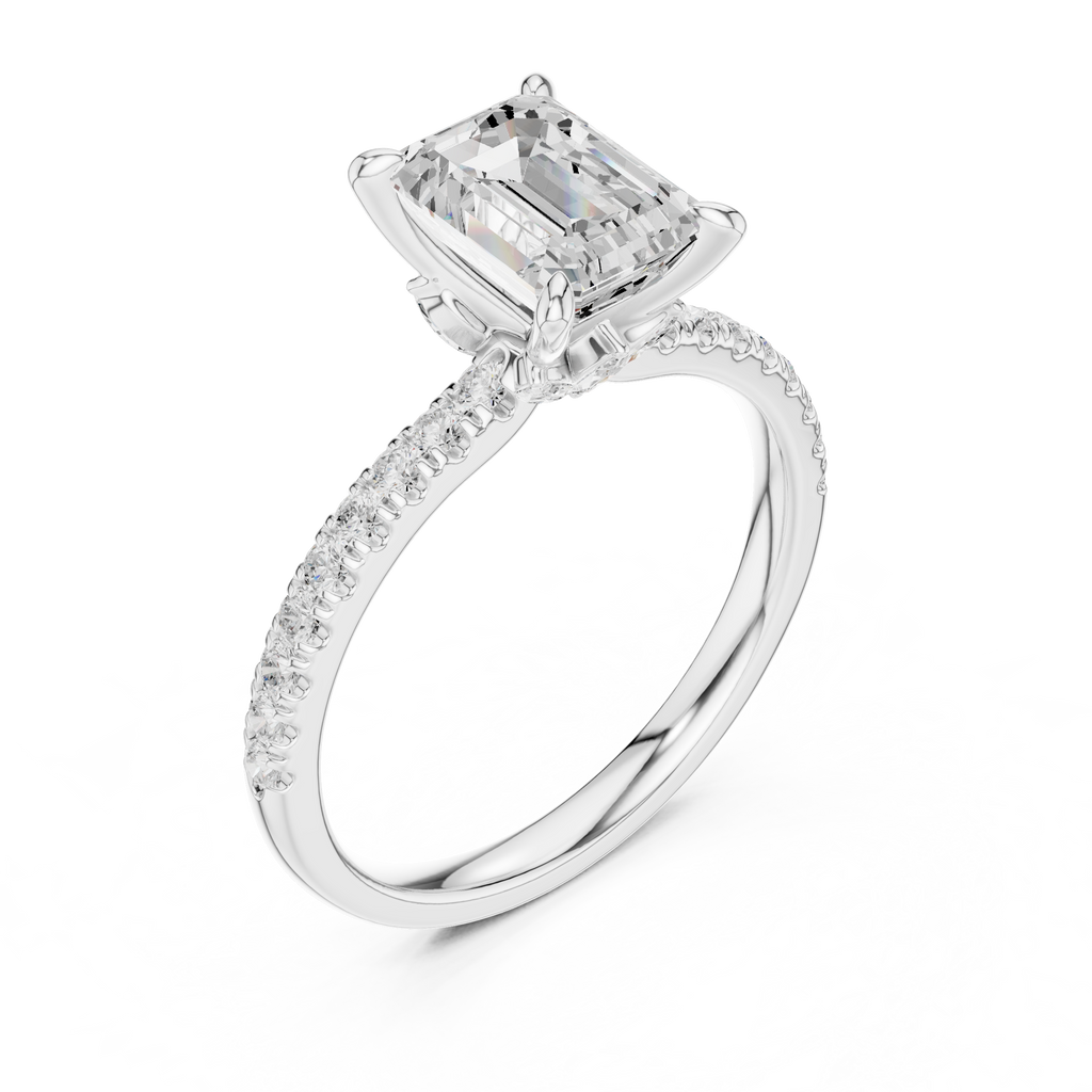 1.31 CT Emerald Cut Diamond Marquise Side Stone Engagement Ring