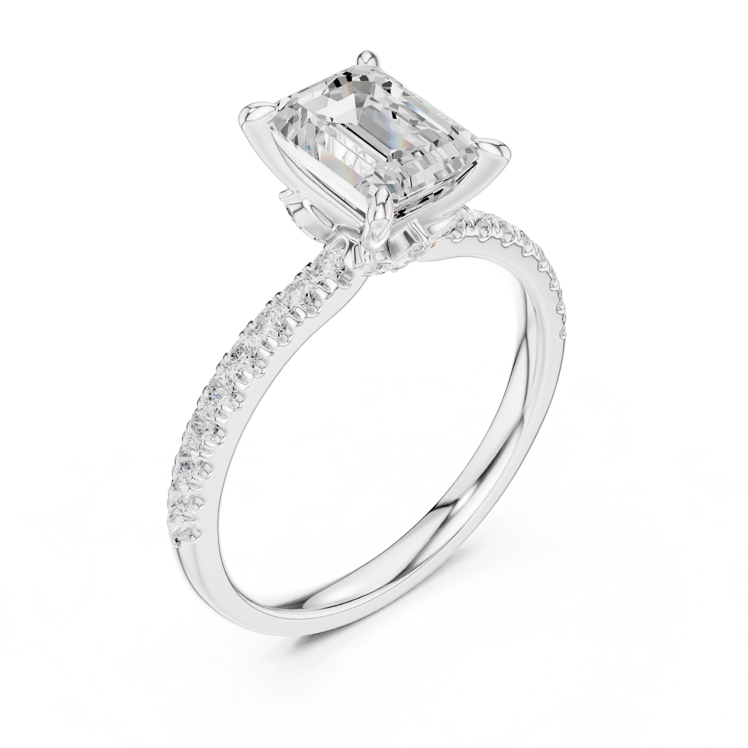 1.31 CT Emerald Cut Diamond Marquise Side Stone Engagement Ring