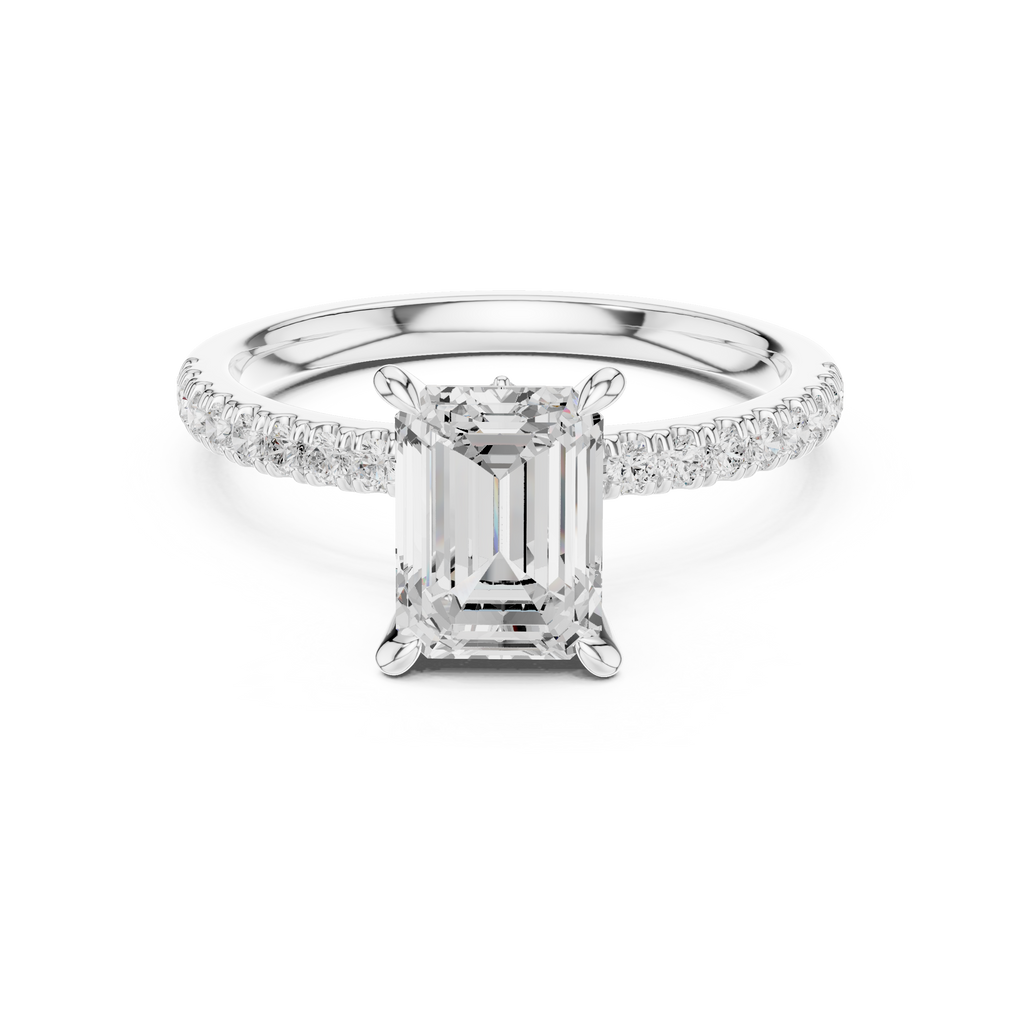 1.31 CT Emerald Cut Diamond Marquise Side Stone Engagement Ring