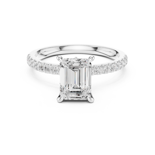 1.31 ct Emerald Cut Diamond Marquise Side Stone Engagement Ring — Jewelix Atelier