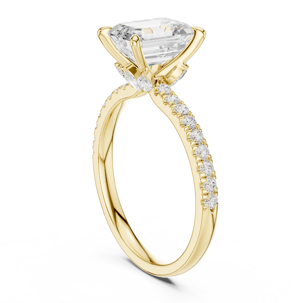 1.31 CT Emerald Cut Diamond Marquise Side Stone Engagement Ring