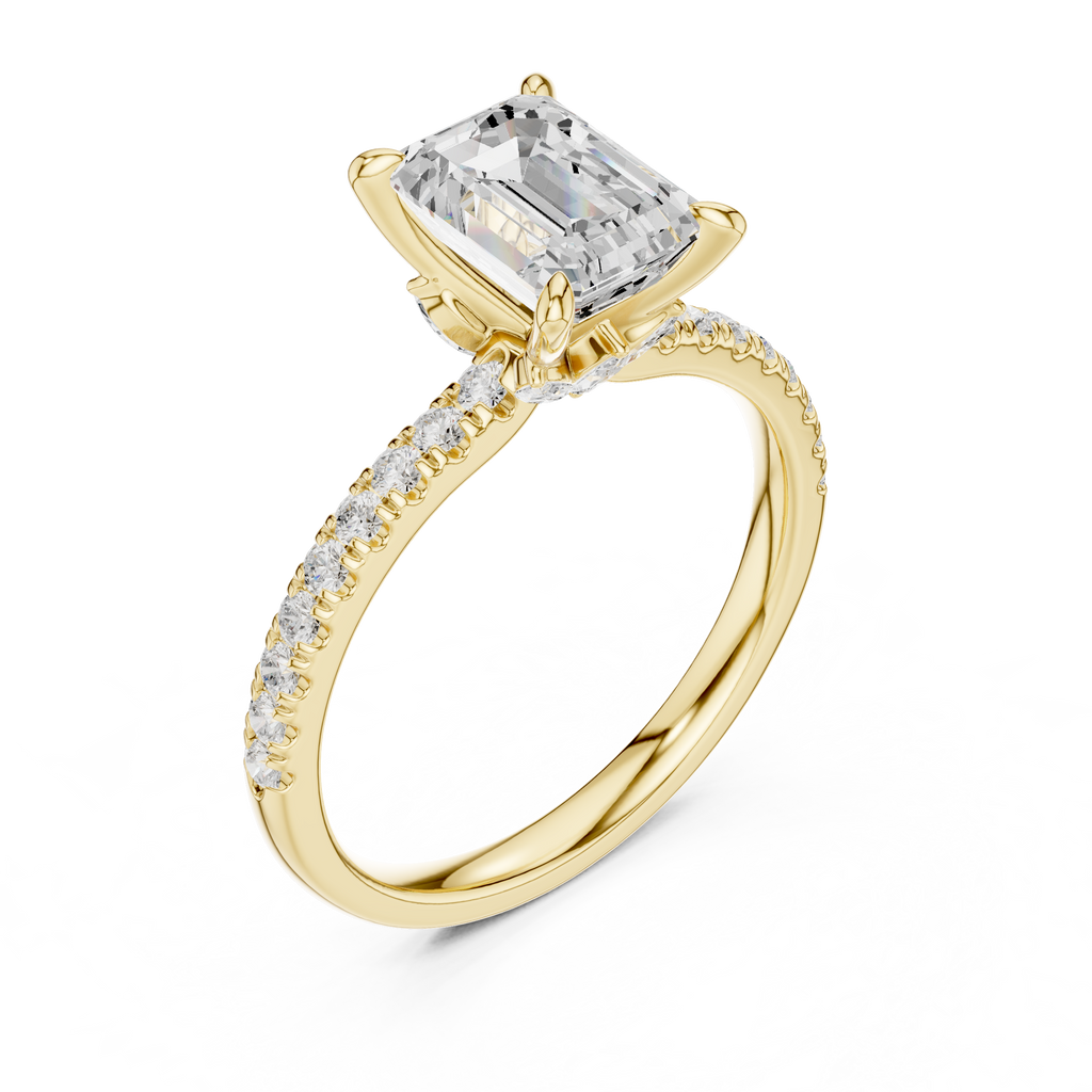 1.31 CT Emerald Cut Diamond Marquise Side Stone Engagement Ring