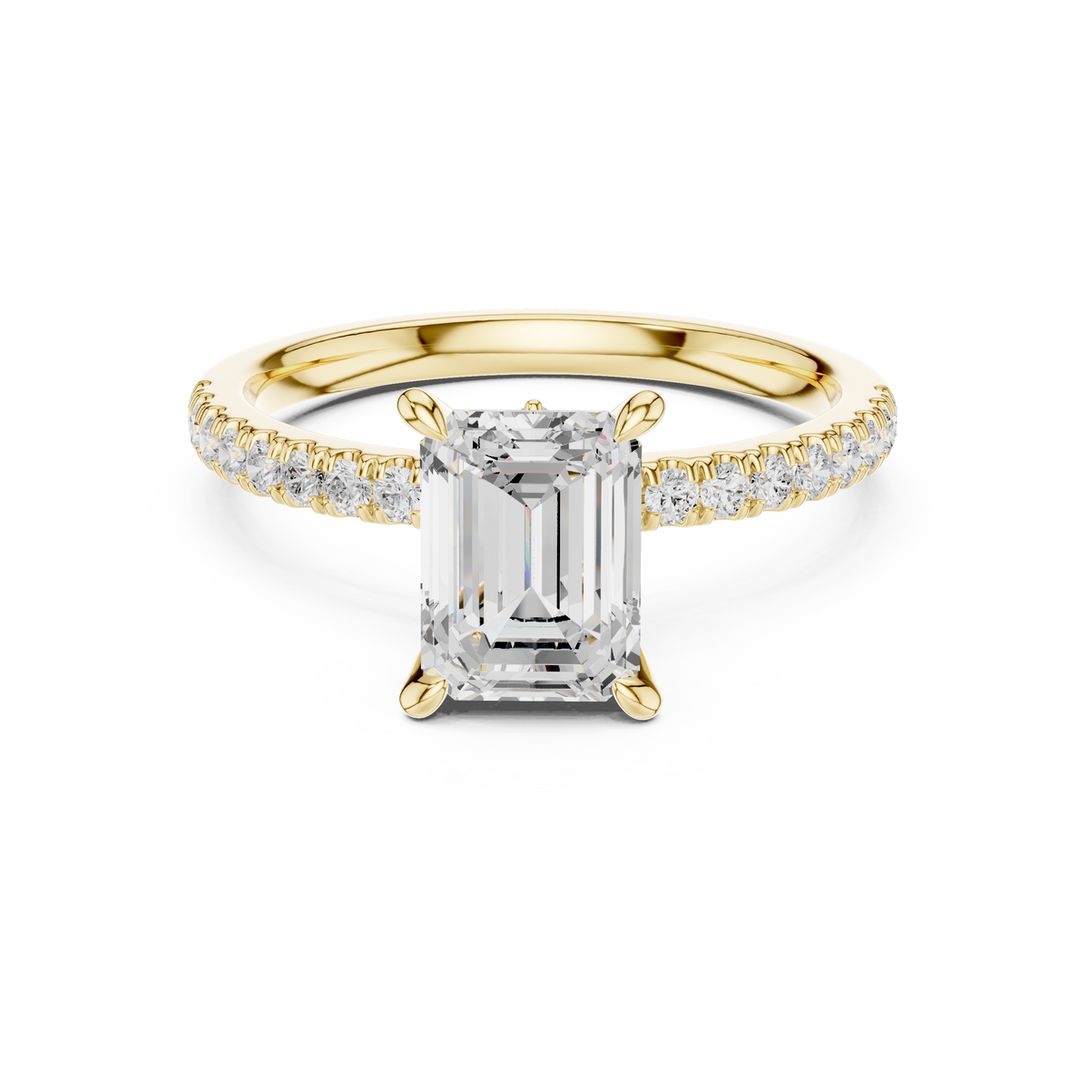 1.31 ct Emerald Cut Diamond Marquise Side Stone Engagement Ring – view 9 of 12, lab grown diamond ring | Jewelix Atelier