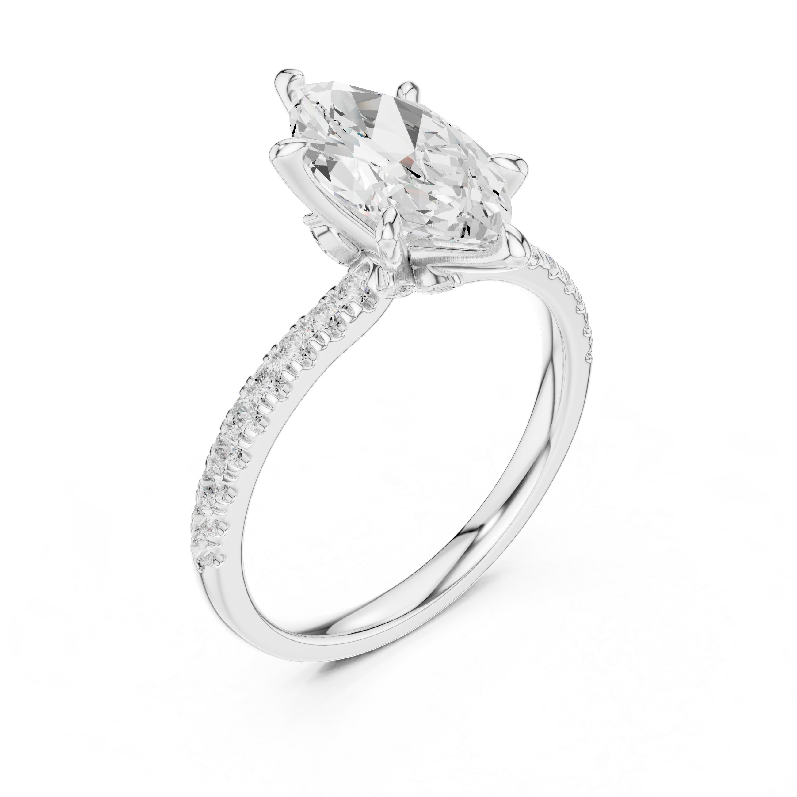 1.50 CT Marquise Cut Diamond Marquise Side Stone Engagement Ring