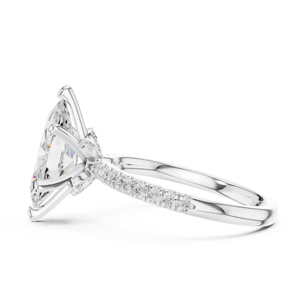 1.50 CT Marquise Cut Diamond Marquise Side Stone Engagement Ring
