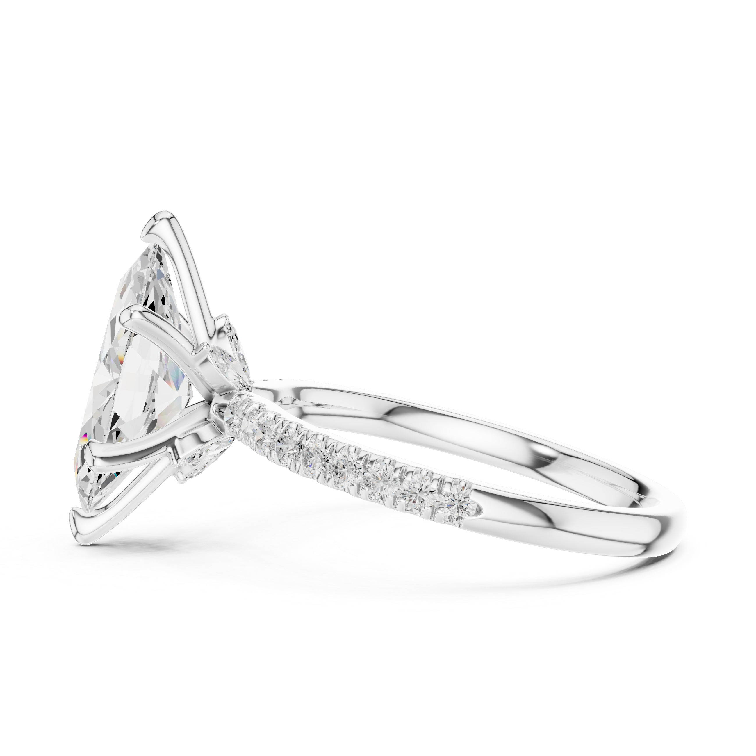 1.50 CT Marquise Cut Diamond Marquise Side Stone Engagement Ring